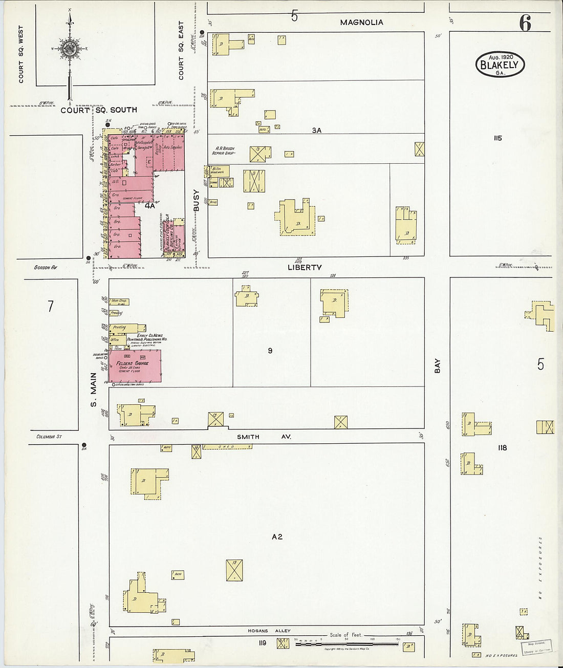 This old map of Blakely, Early County, Georgia was created by Sanborn Map Company in 1920