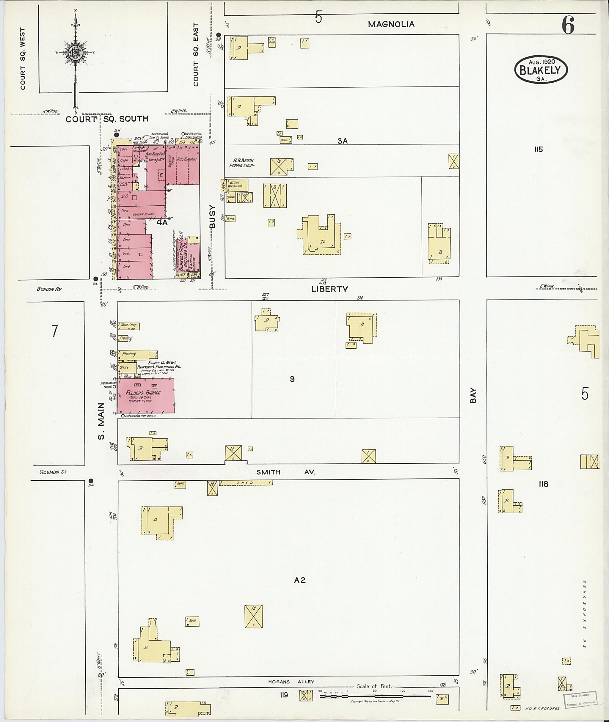 This old map of Blakely, Early County, Georgia was created by Sanborn Map Company in 1920