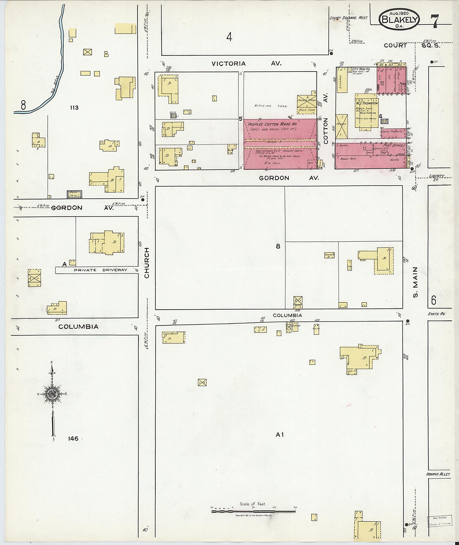 This old map of Blakely, Early County, Georgia was created by Sanborn Map Company in 1920