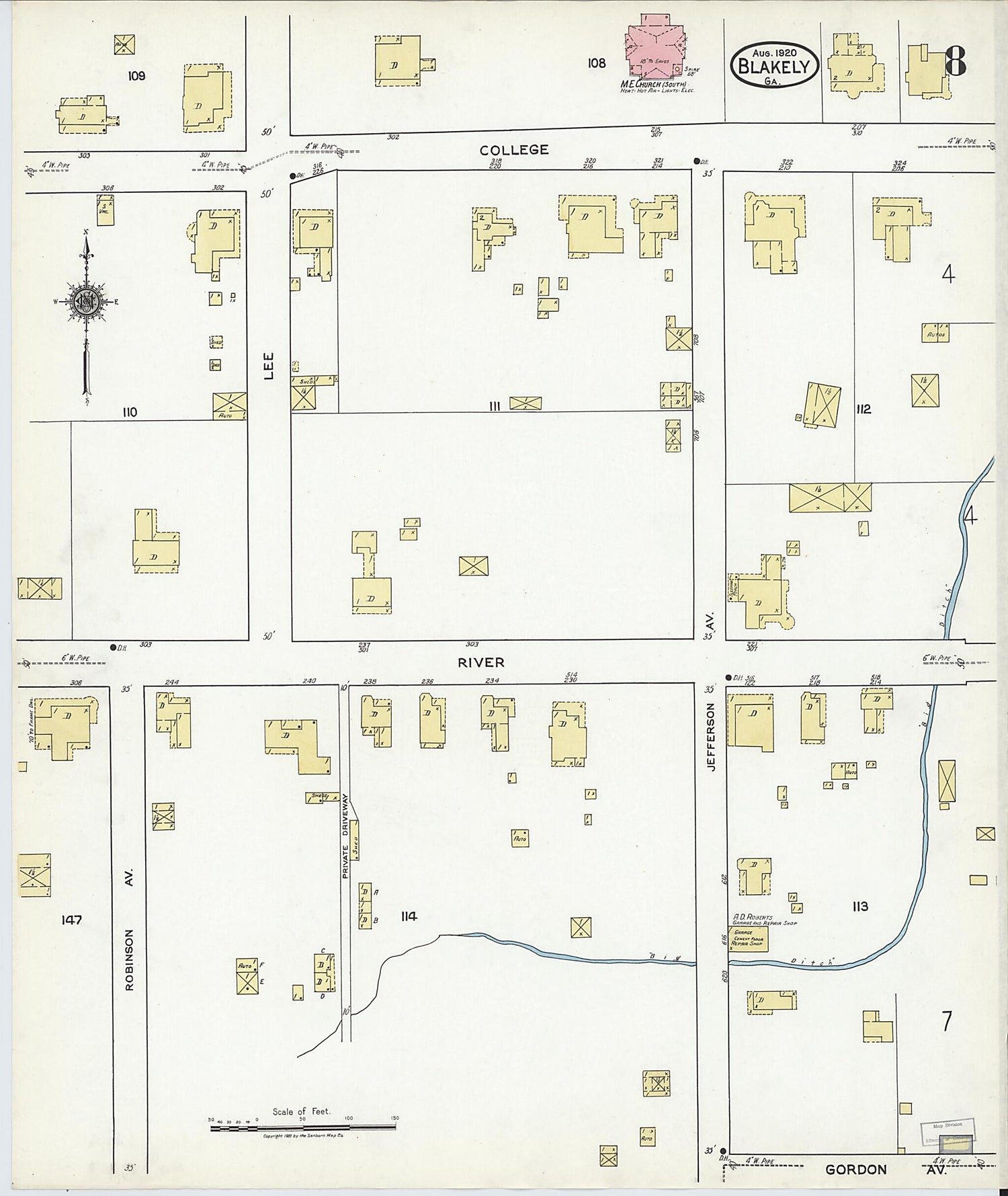 This old map of Blakely, Early County, Georgia was created by Sanborn Map Company in 1920