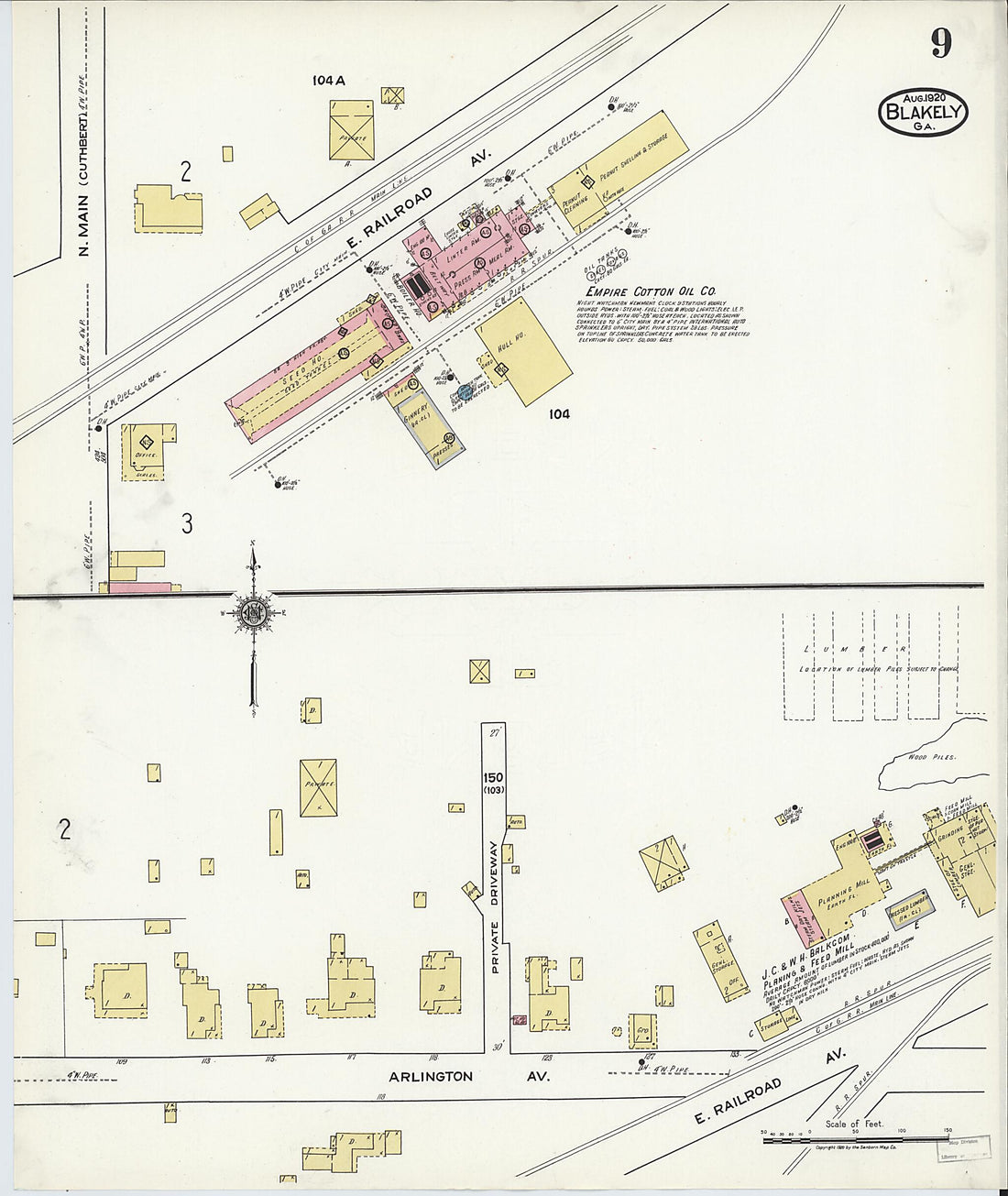 This old map of Blakely, Early County, Georgia was created by Sanborn Map Company in 1920