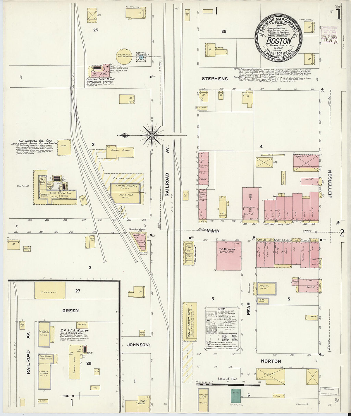 Boston, Thomas County, Georgia 1909 (Sheet 1 of 2) by Relic Map Company