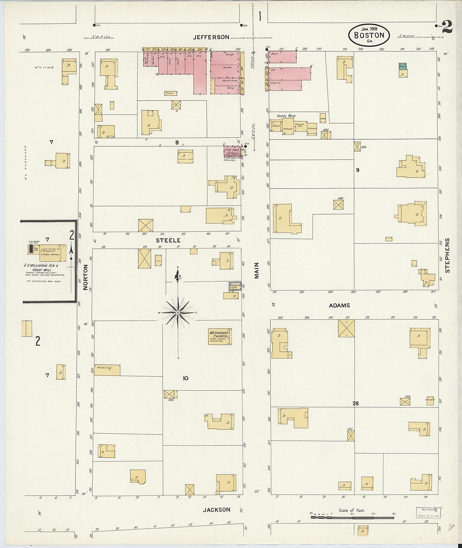 This old map of Boston, Thomas County, Georgia was created by Sanborn Map Company in 1909