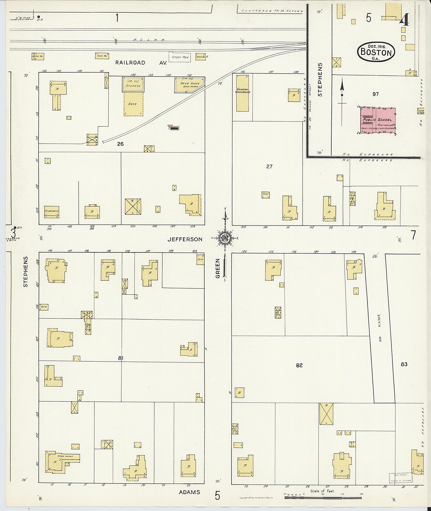 This old map of Boston, Thomas County, Georgia was created by Sanborn Map Company in 1916