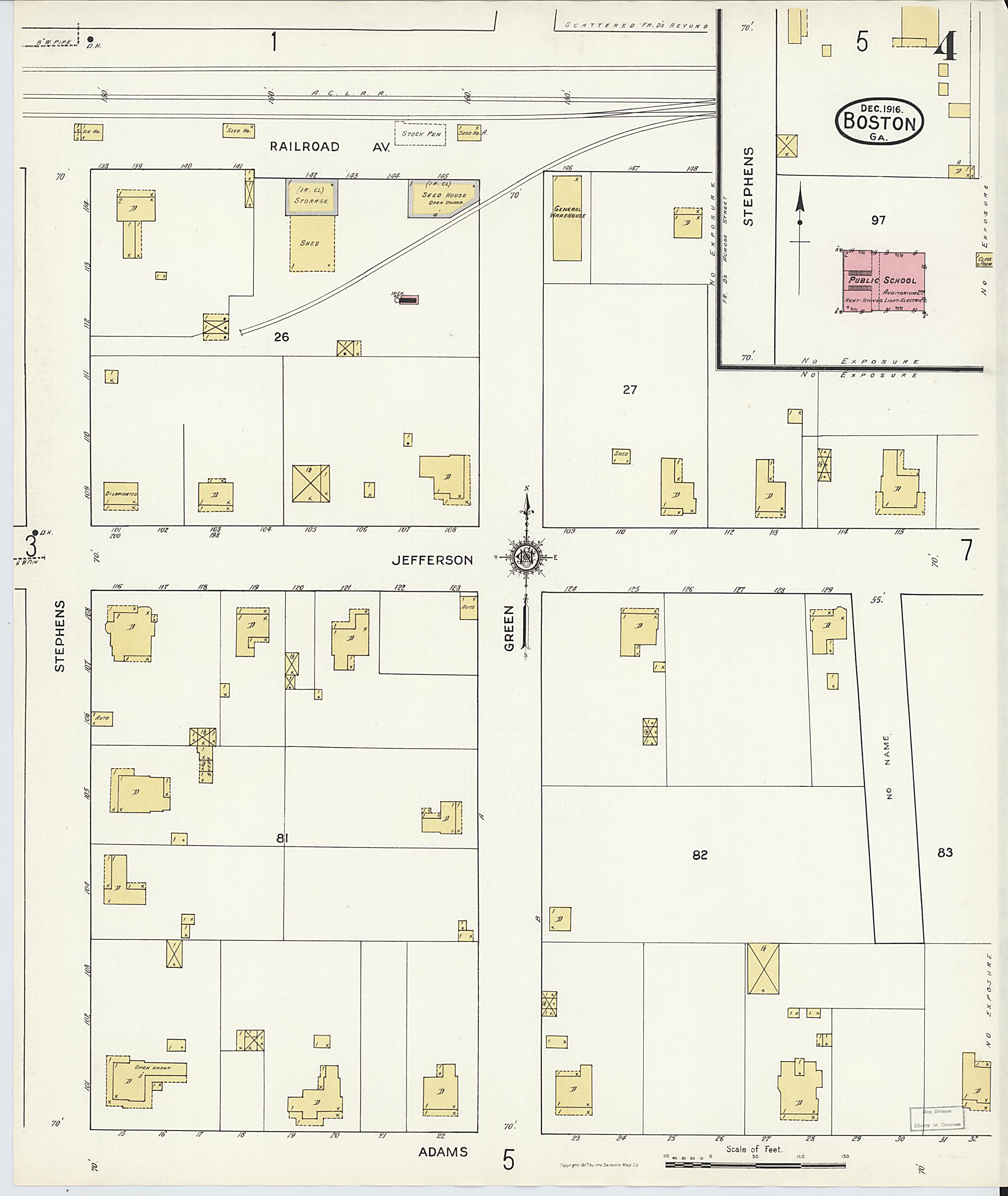 This old map of Boston, Thomas County, Georgia was created by Sanborn Map Company in 1916