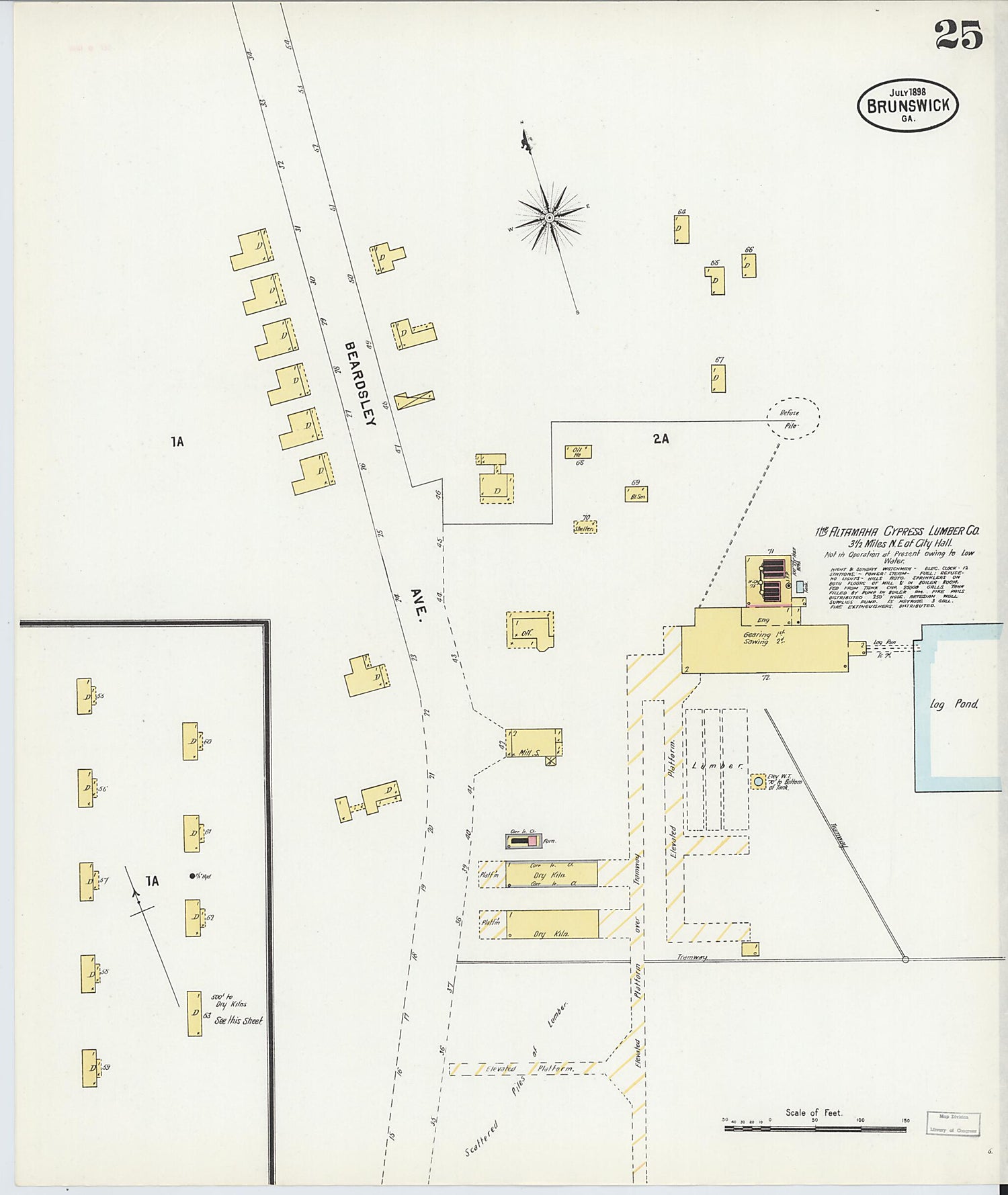 This old map of Brunswick, Glynn County, Georgia was created by Sanborn Map Company in 1898