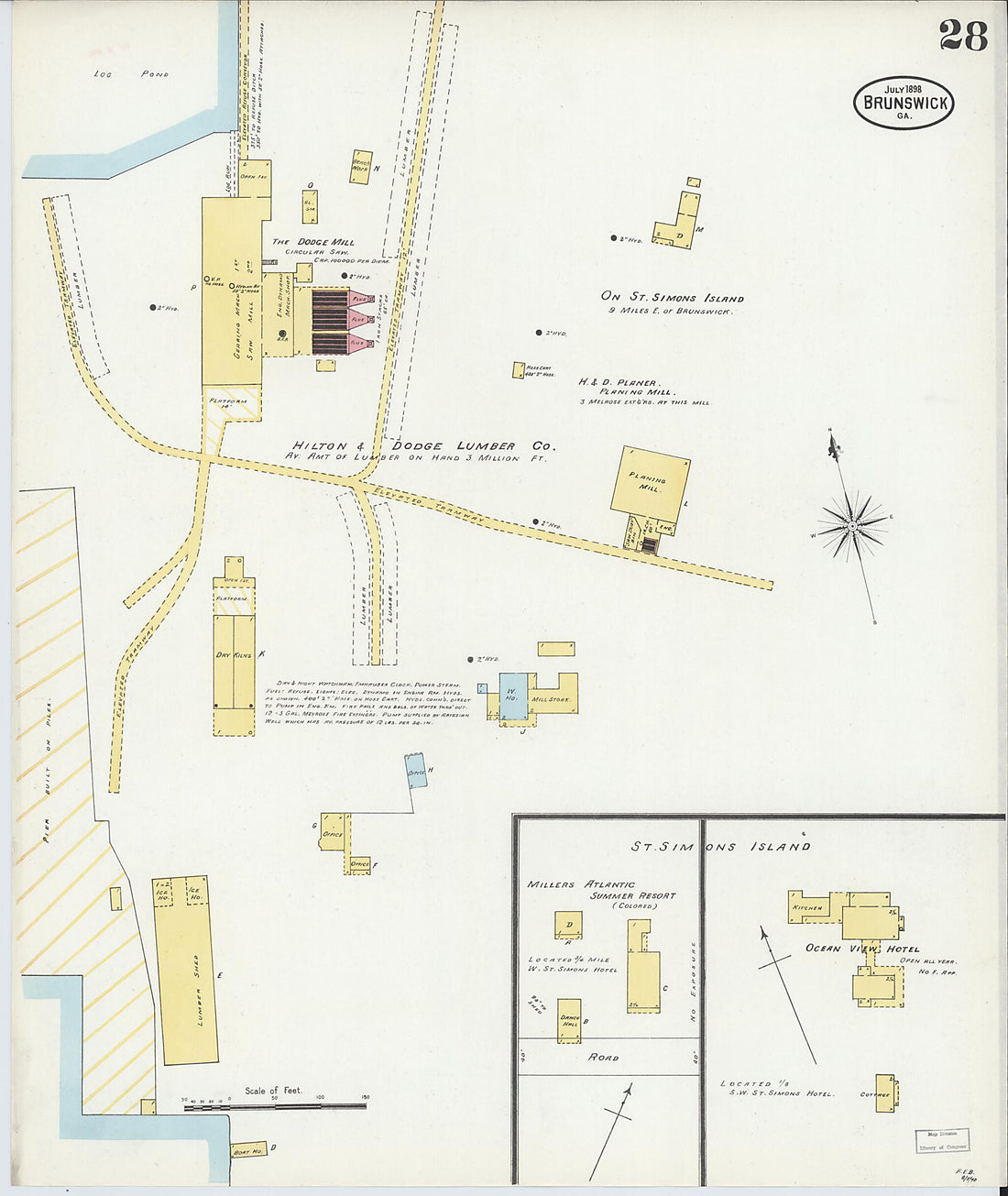 This old map of Brunswick, Glynn County, Georgia was created by Sanborn Map Company in 1898