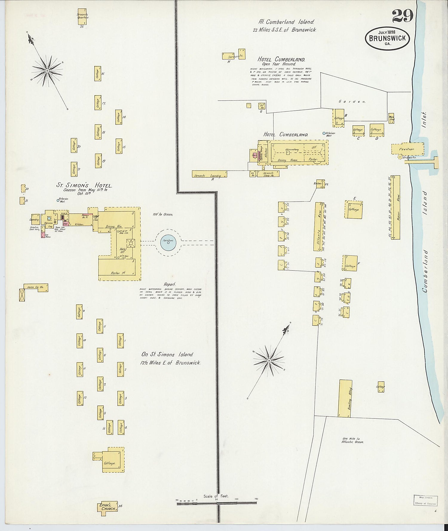 This old map of Brunswick, Glynn County, Georgia was created by Sanborn Map Company in 1898