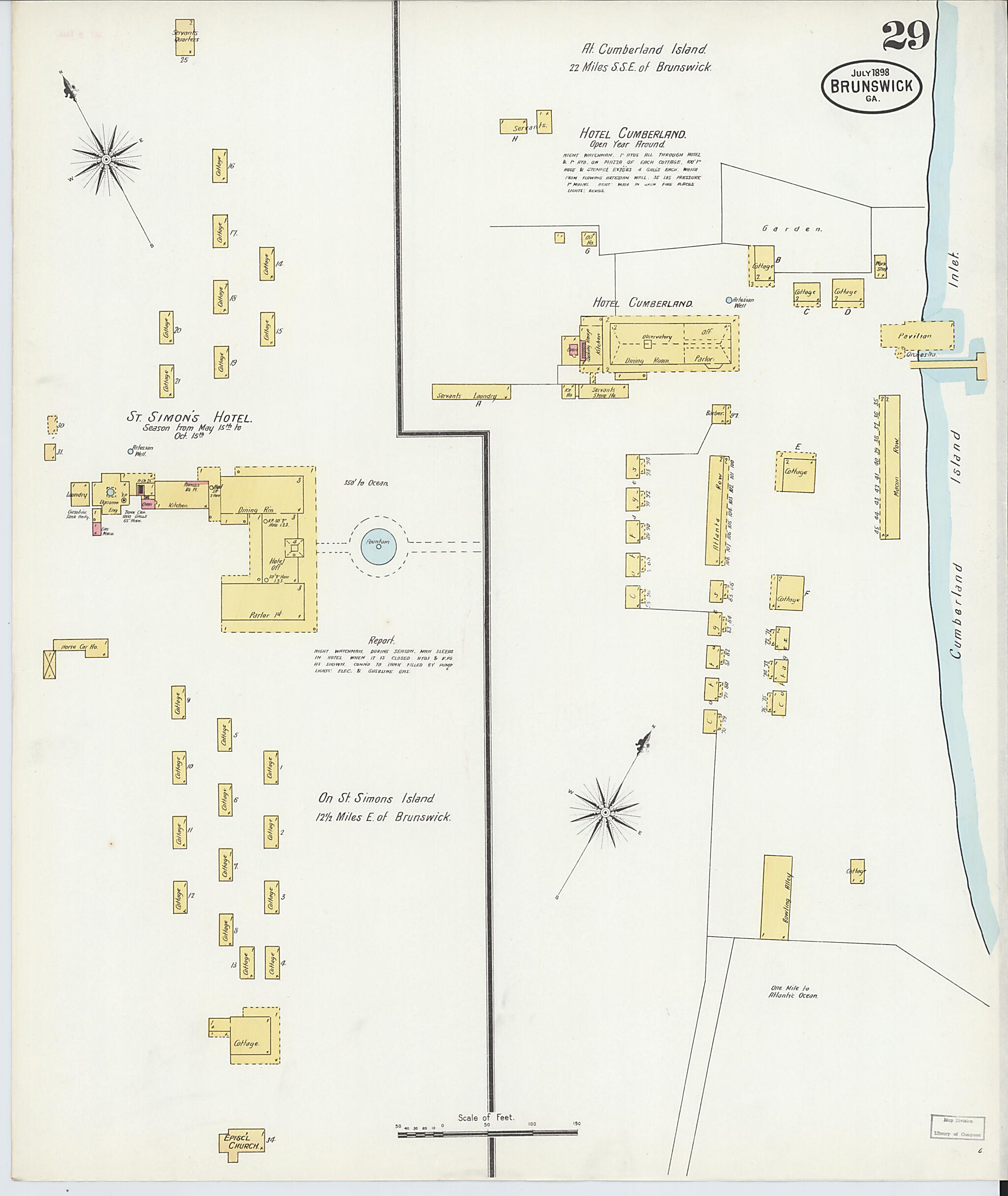 This old map of Brunswick, Glynn County, Georgia was created by Sanborn Map Company in 1898