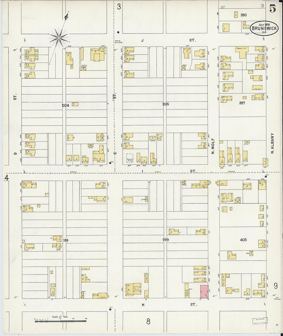 This old map of Brunswick, Glynn County, Georgia was created by Sanborn Map Company in 1898