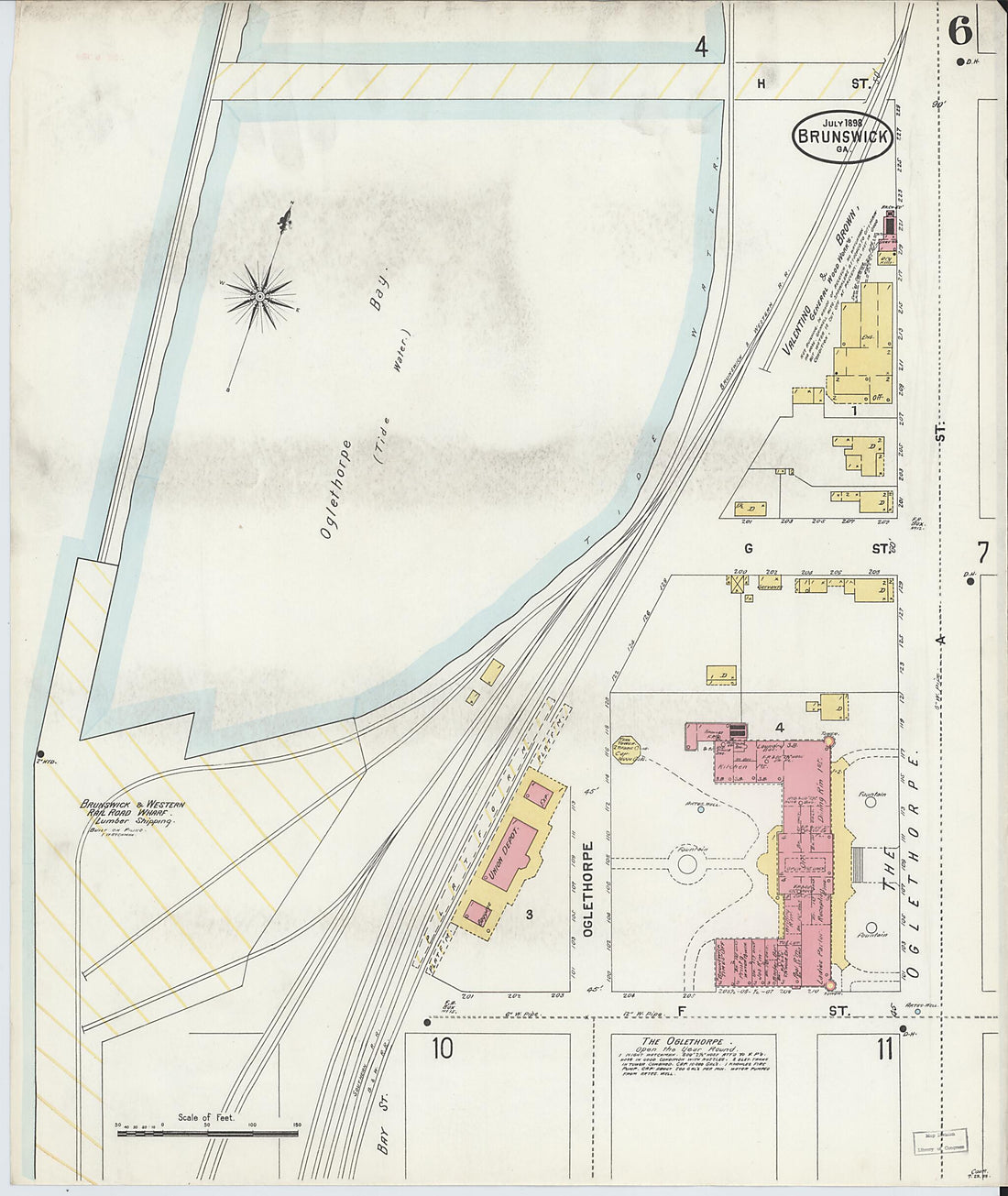 This old map of Brunswick, Glynn County, Georgia was created by Sanborn Map Company in 1898