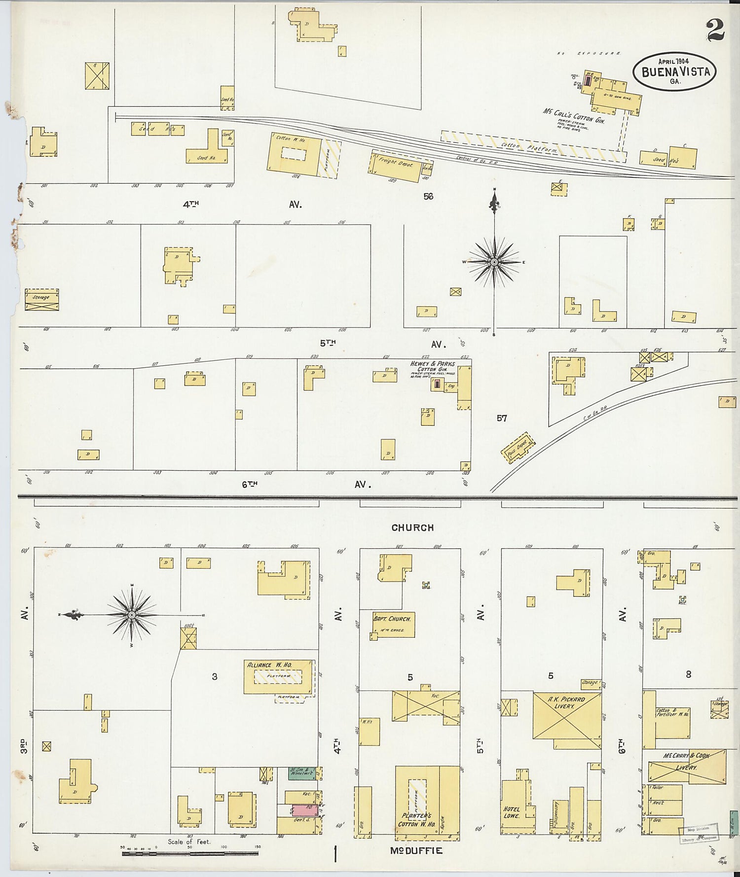 This old map of Buena Vista, Marion County, Georgia was created by Sanborn Map Company in 1904