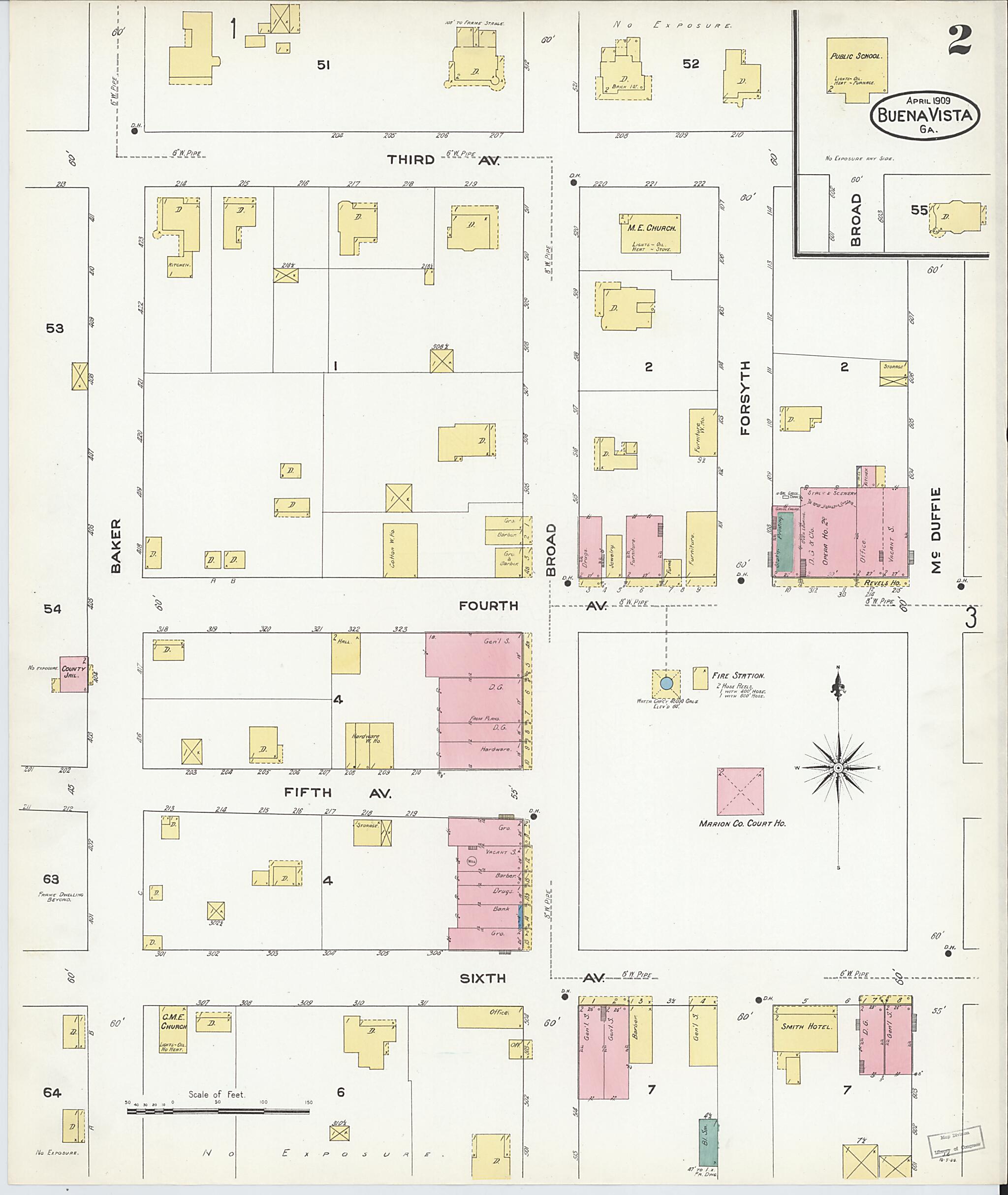 This old map of Buena Vista, Marion County, Georgia was created by Sanborn Map Company in 1909