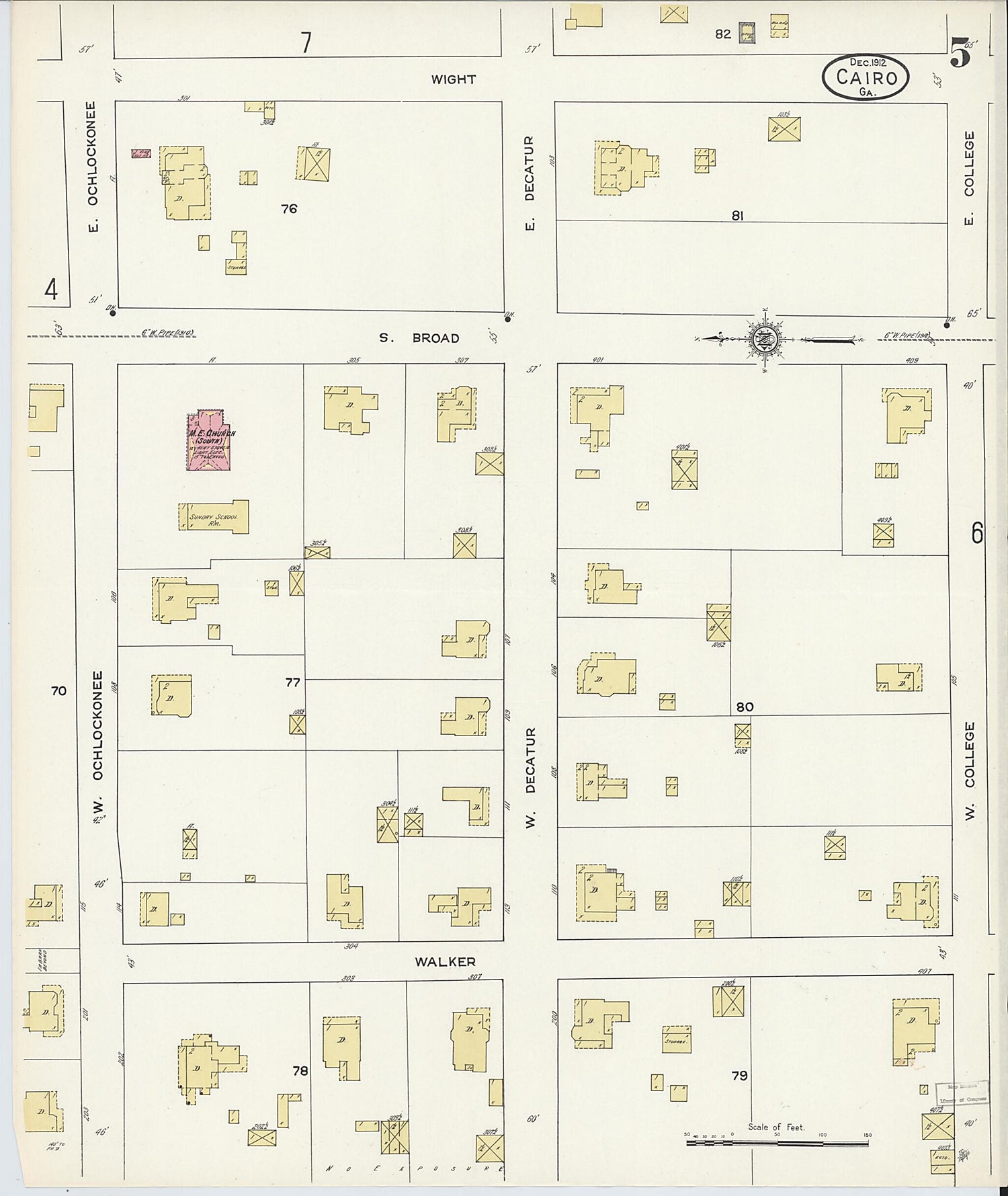 This old map of Cairo, Grady County, Georgia was created by Sanborn Map Company in 1912