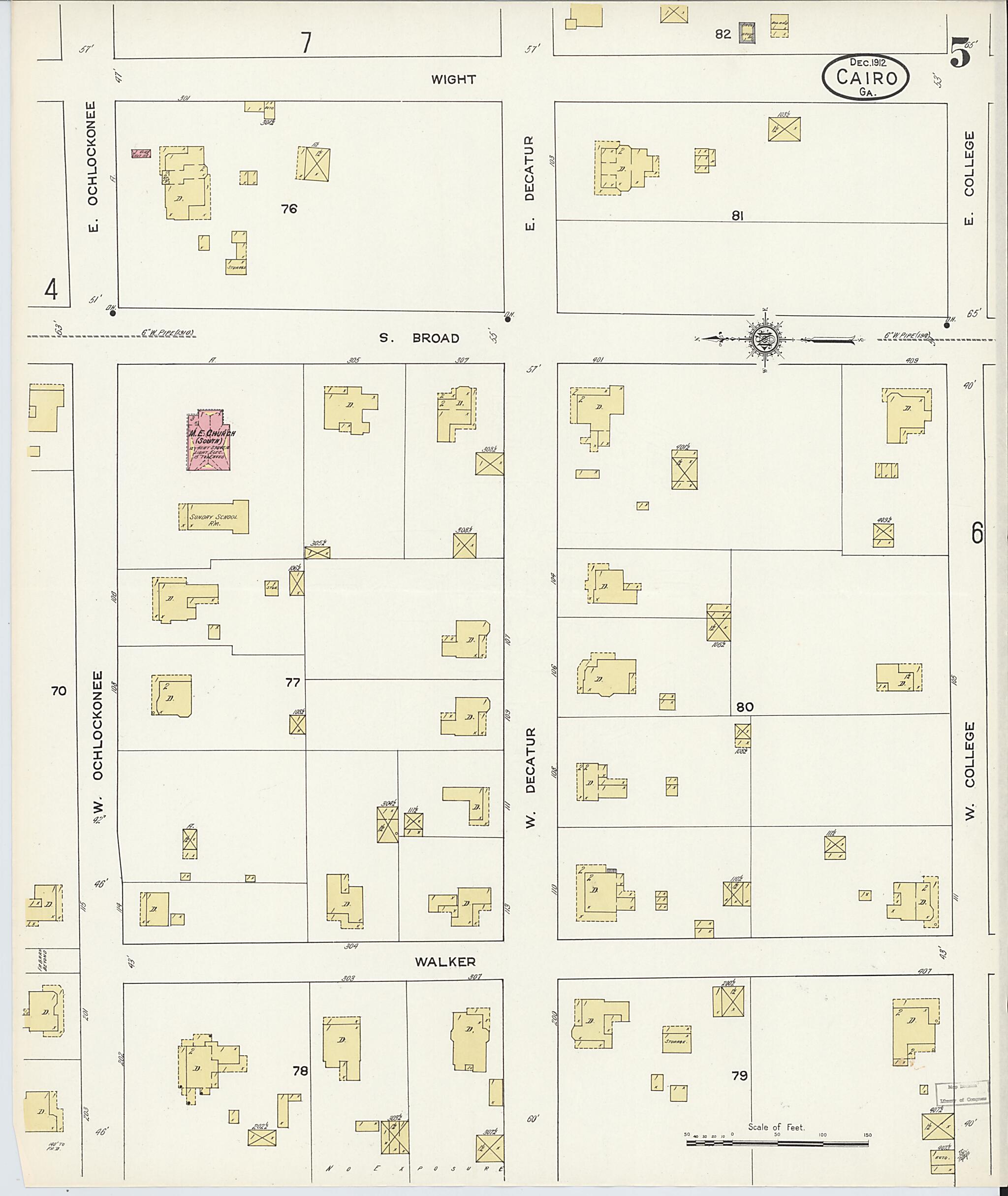 This old map of Cairo, Grady County, Georgia was created by Sanborn Map Company in 1912