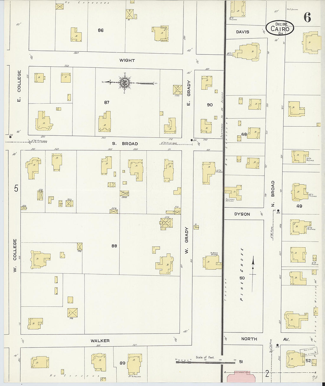 This old map of Cairo, Grady County, Georgia was created by Sanborn Map Company in 1912