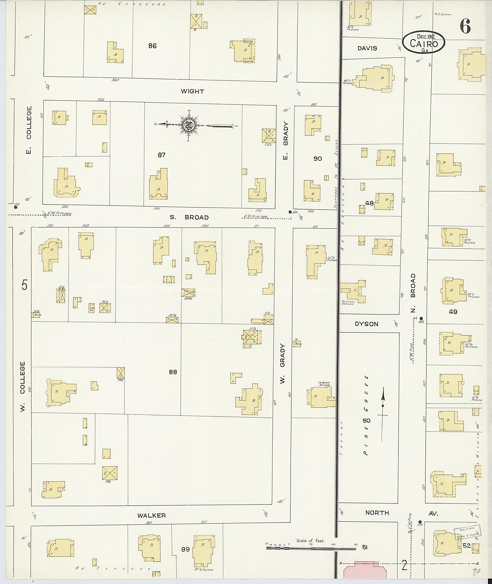 This old map of Cairo, Grady County, Georgia was created by Sanborn Map Company in 1912