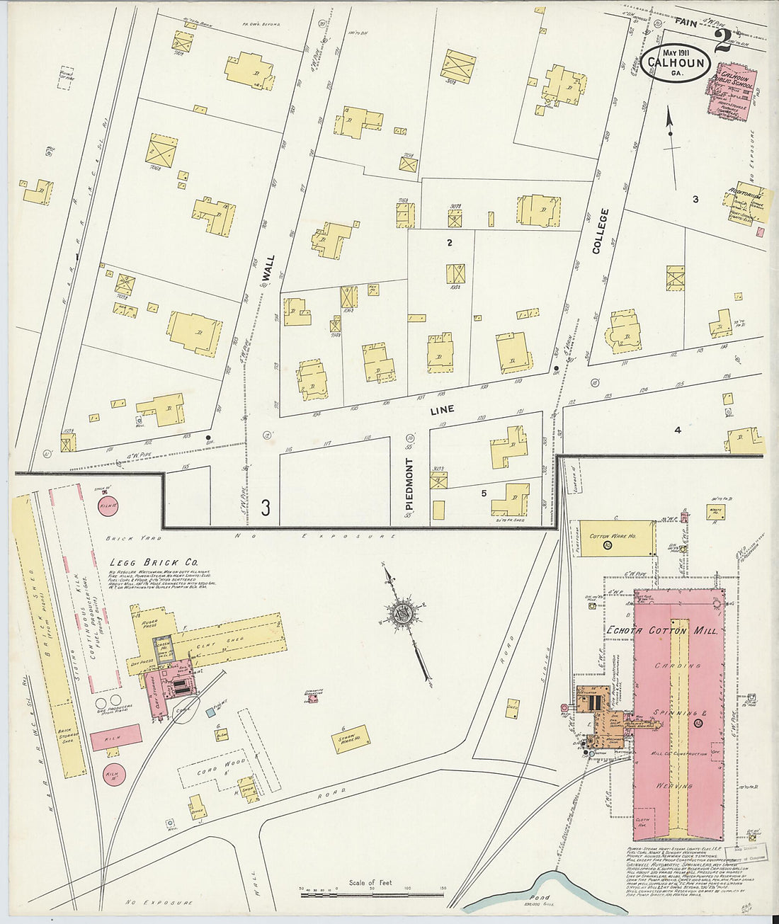 This old map of Calhoun, Gordon County, Georgia was created by Sanborn Map Company in 1911