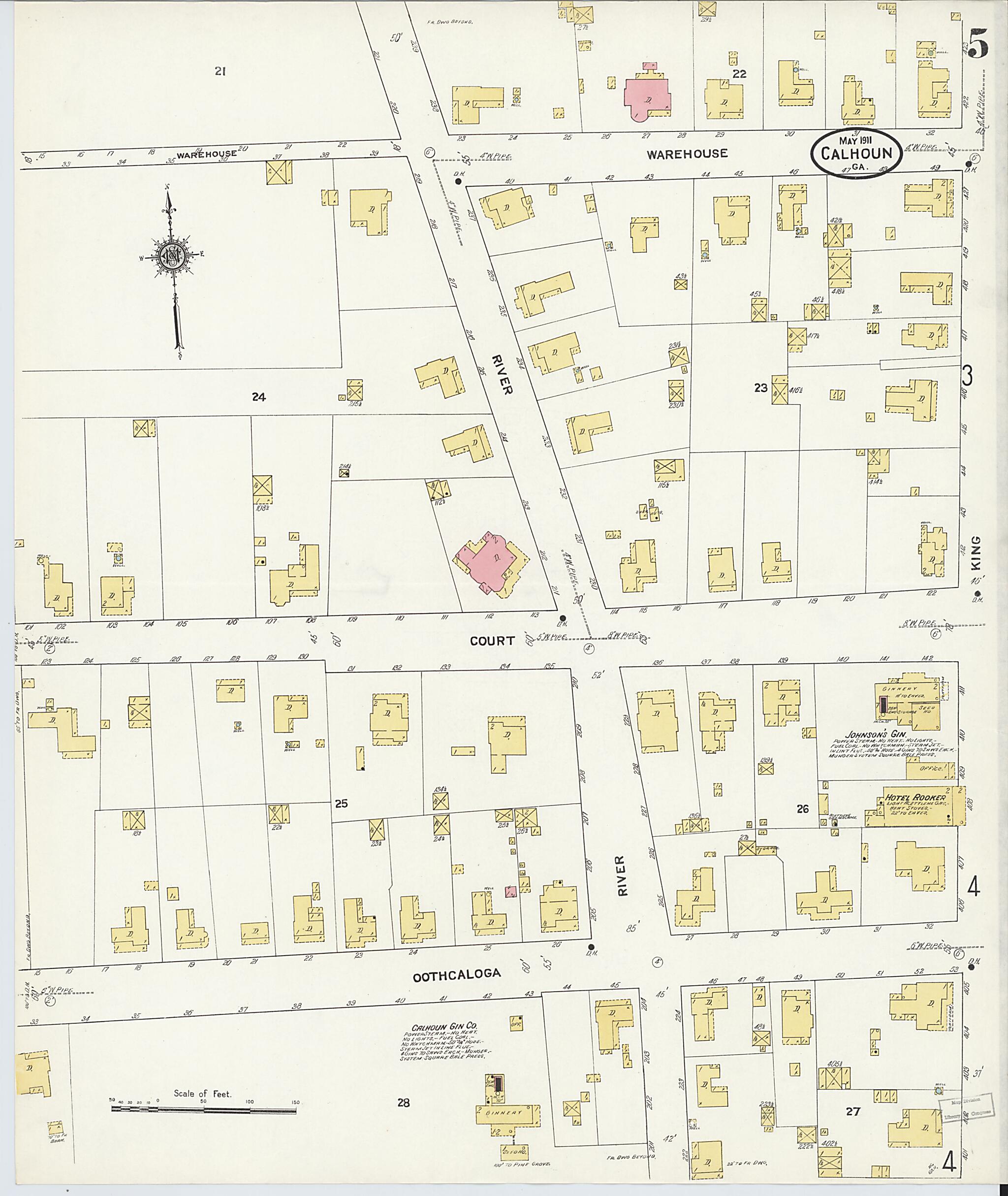 This old map of Calhoun, Gordon County, Georgia was created by Sanborn Map Company in 1911