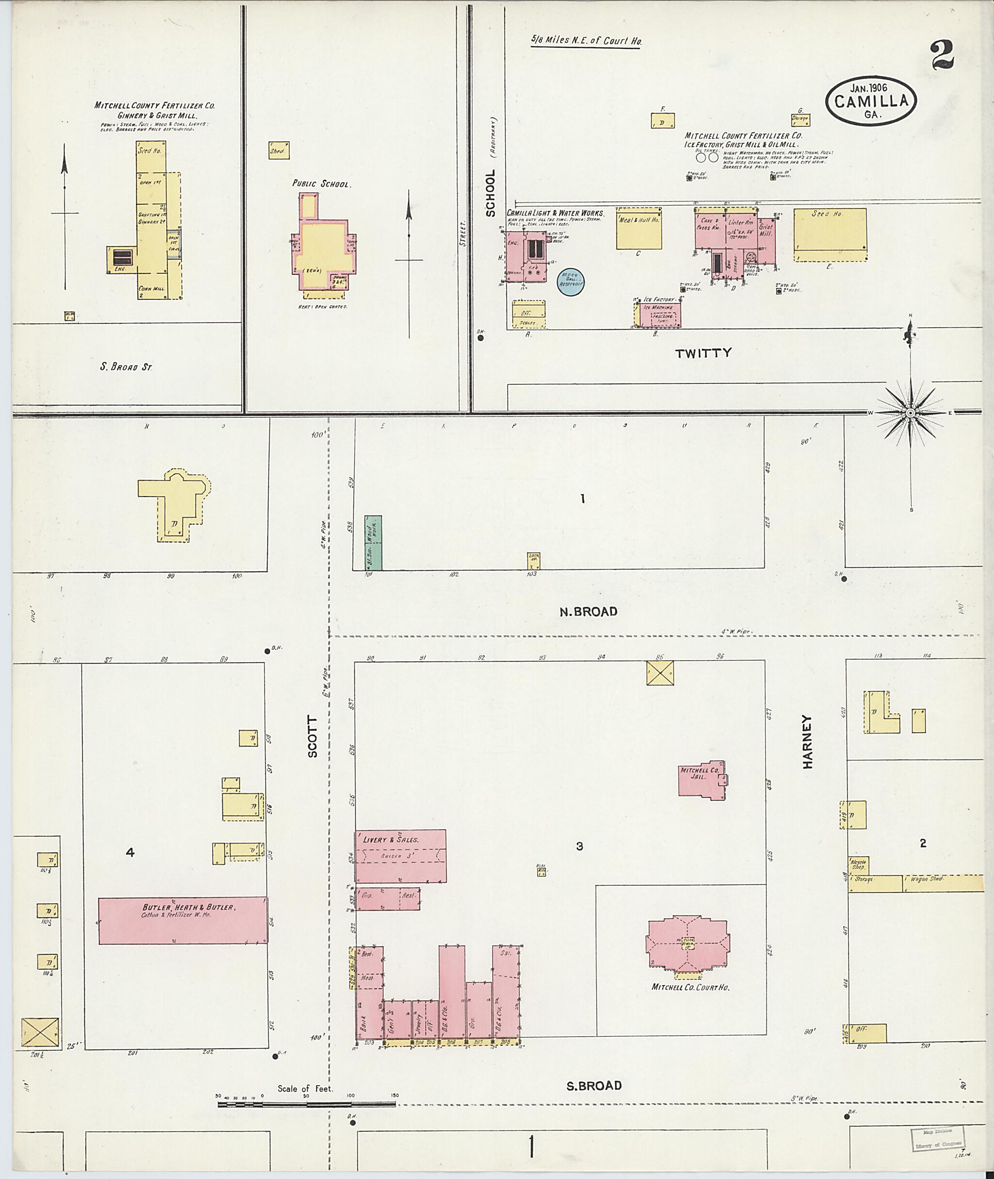 This old map of Camilla, Mitchell County, Georgia was created by Sanborn Map Company in 1906