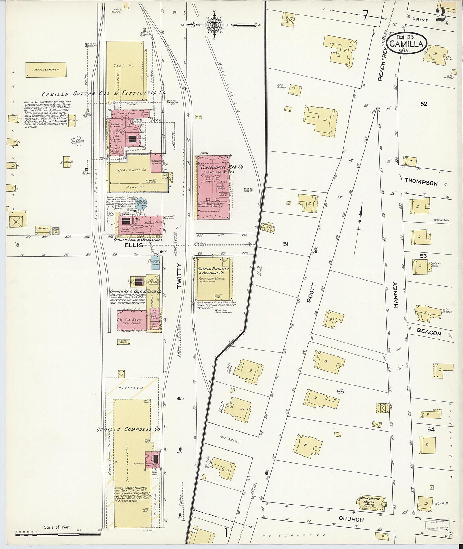 This old map of Camilla, Mitchell County, Georgia was created by Sanborn Map Company in 1913