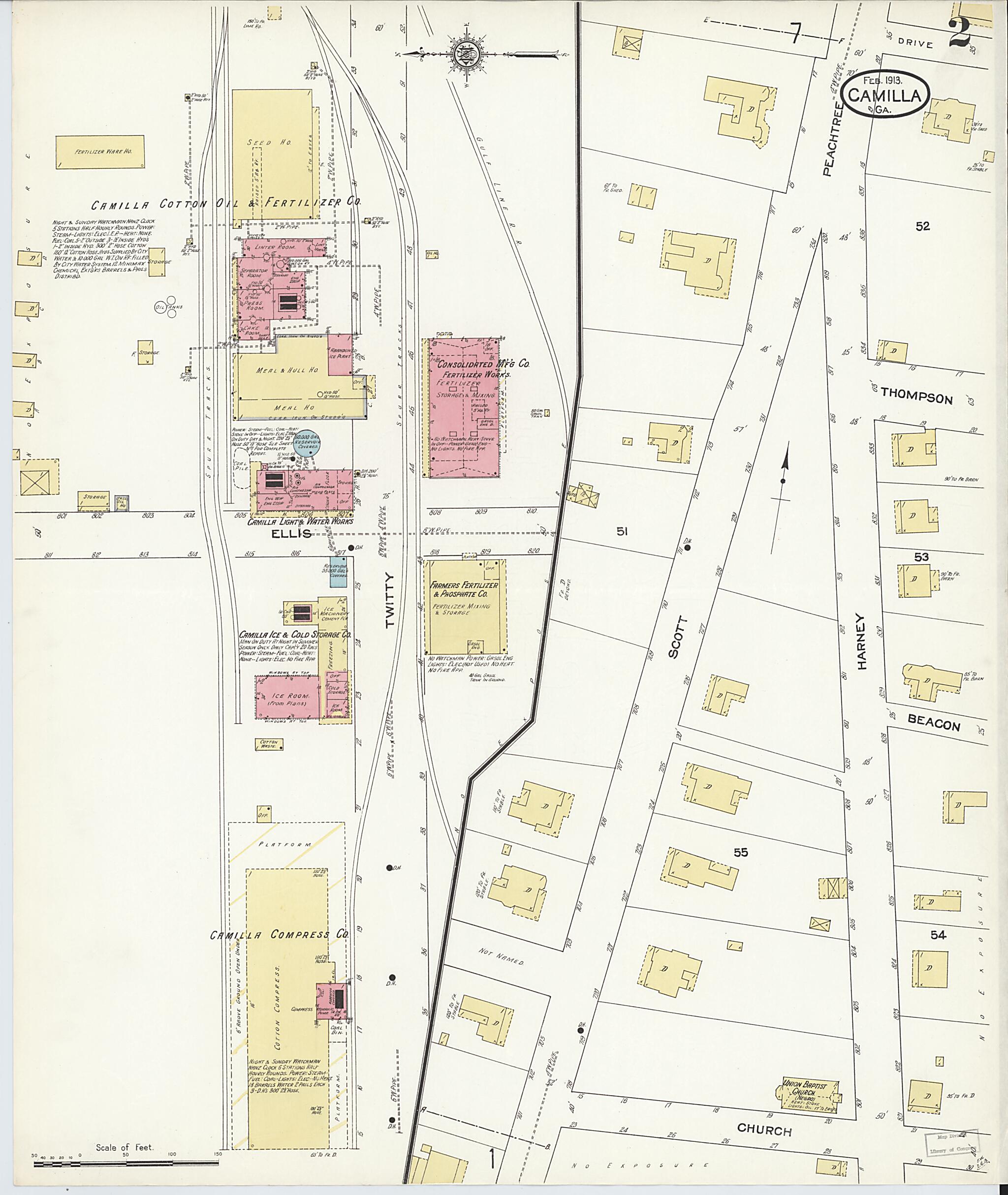 This old map of Camilla, Mitchell County, Georgia was created by Sanborn Map Company in 1913