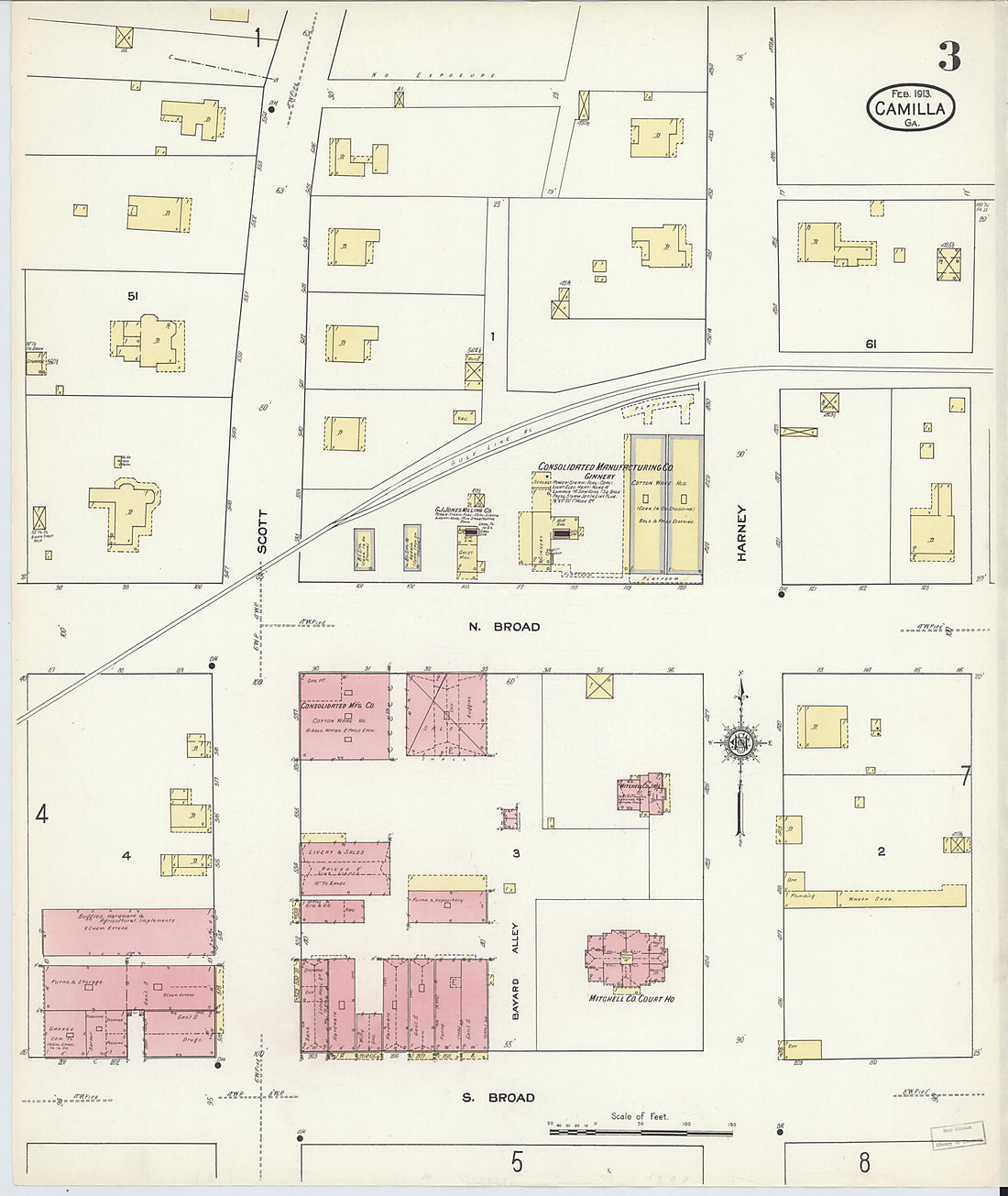 This old map of Camilla, Mitchell County, Georgia was created by Sanborn Map Company in 1913