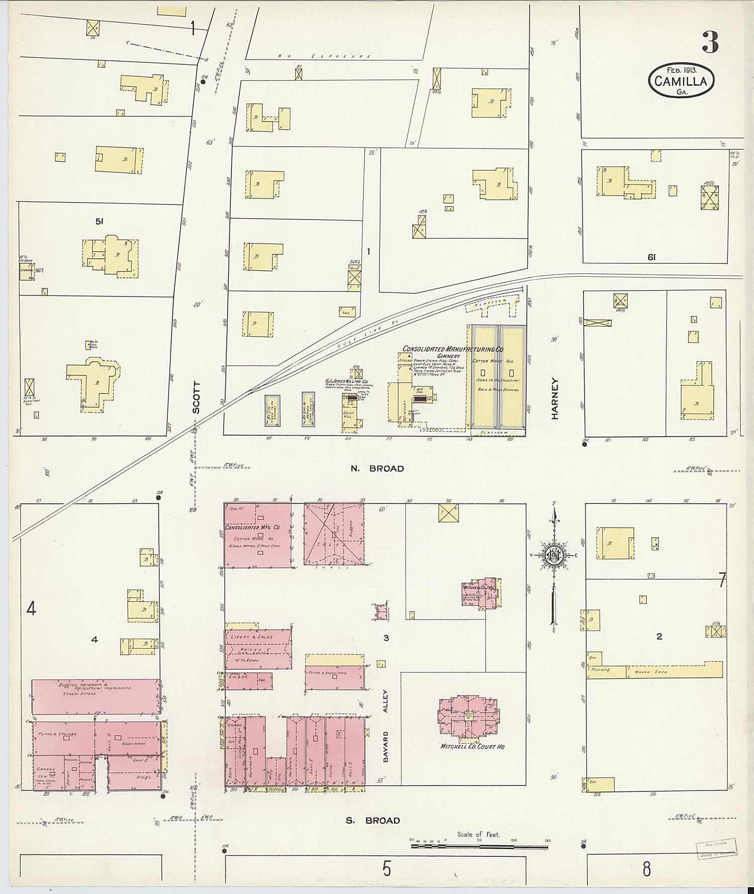 This old map of Camilla, Mitchell County, Georgia was created by Sanborn Map Company in 1913