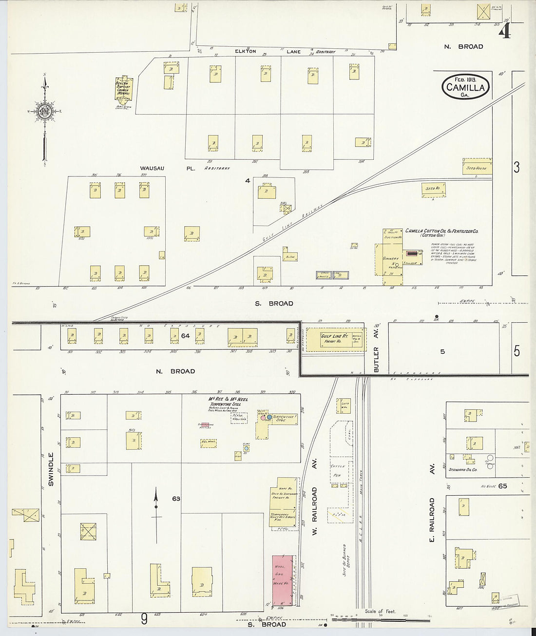 This old map of Camilla, Mitchell County, Georgia was created by Sanborn Map Company in 1913