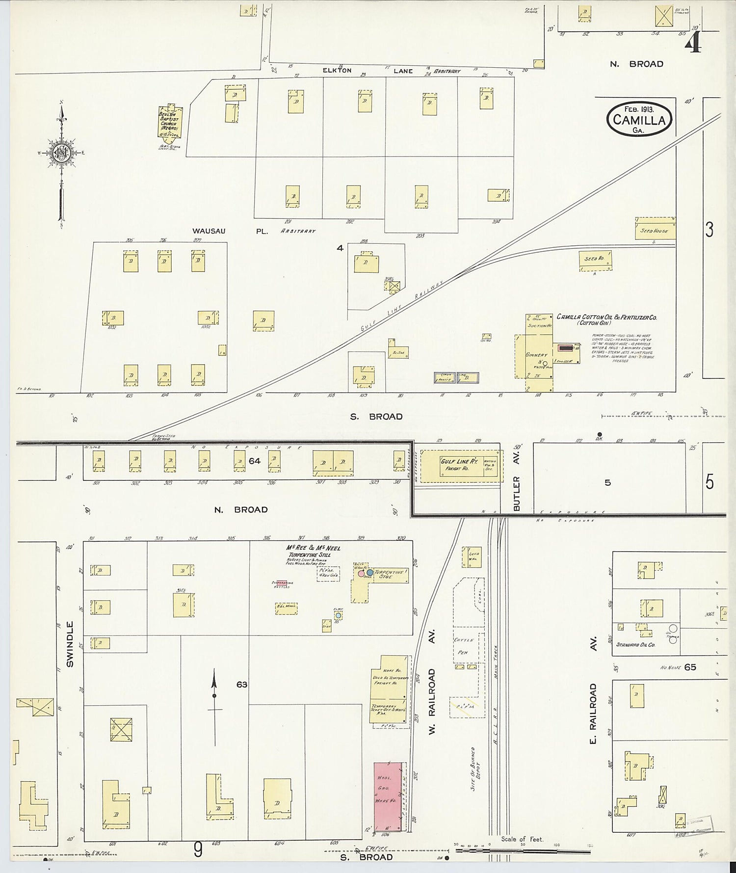 This old map of Camilla, Mitchell County, Georgia was created by Sanborn Map Company in 1913