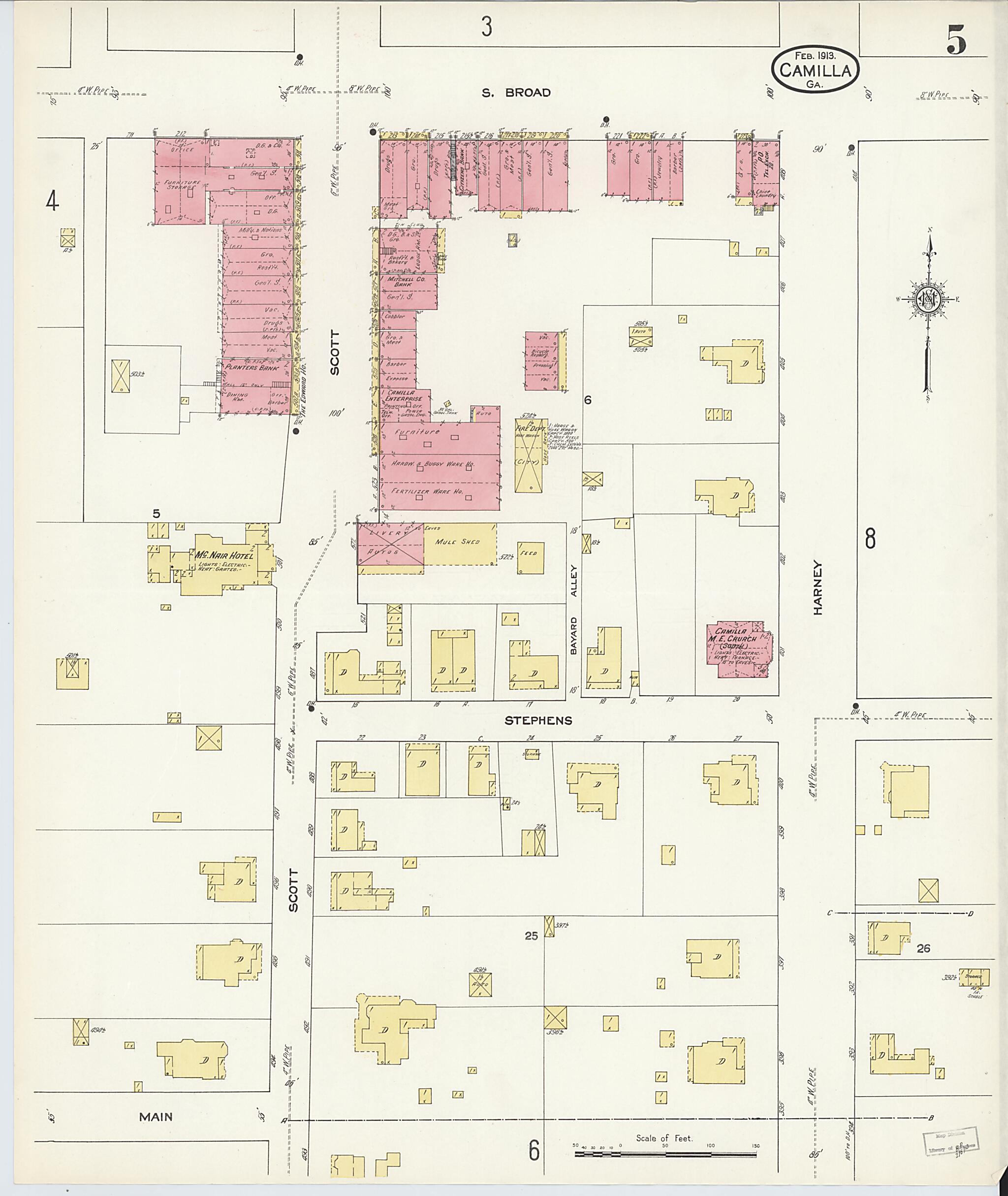 This old map of Camilla, Mitchell County, Georgia was created by Sanborn Map Company in 1913