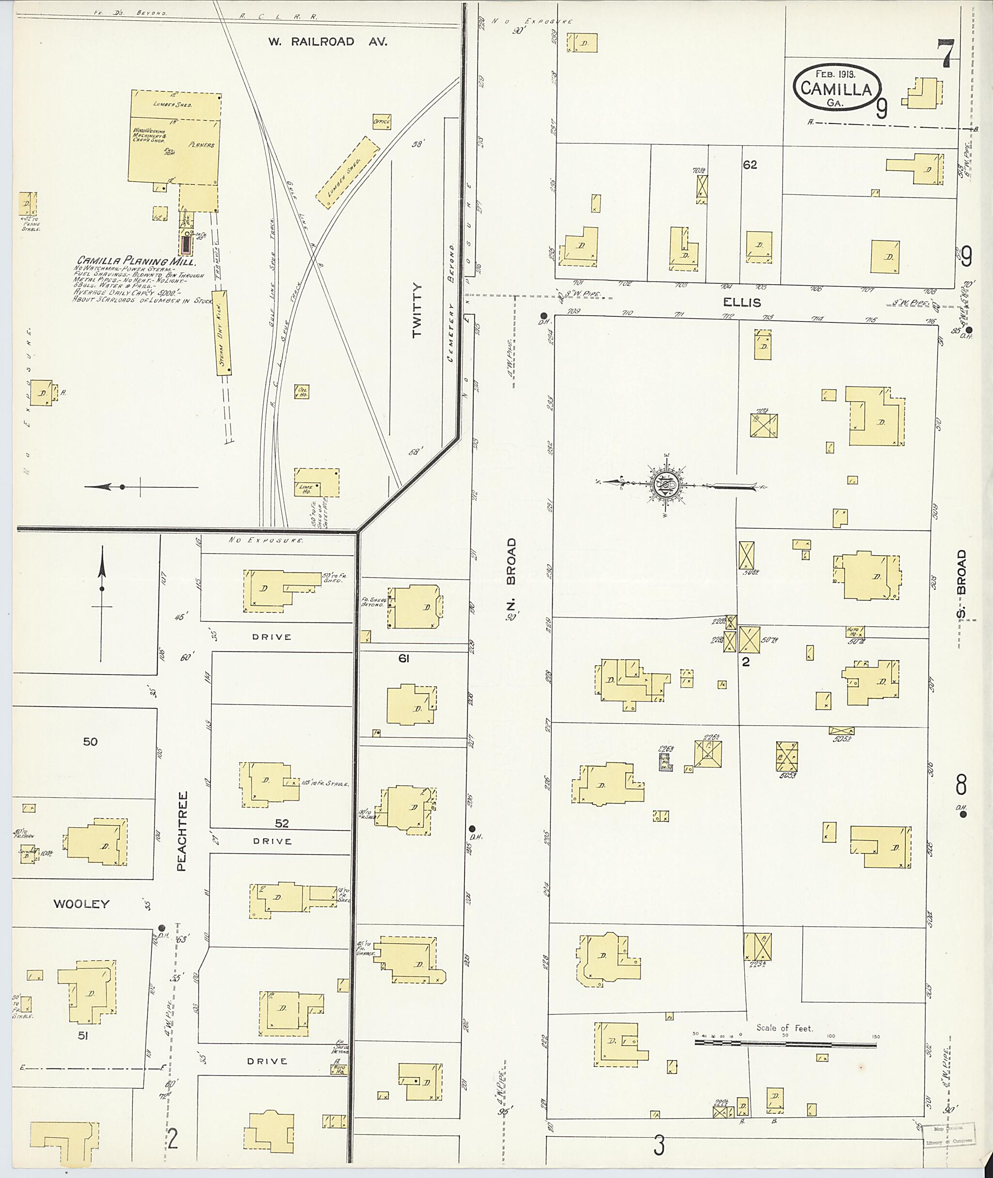 This old map of Camilla, Mitchell County, Georgia was created by Sanborn Map Company in 1913