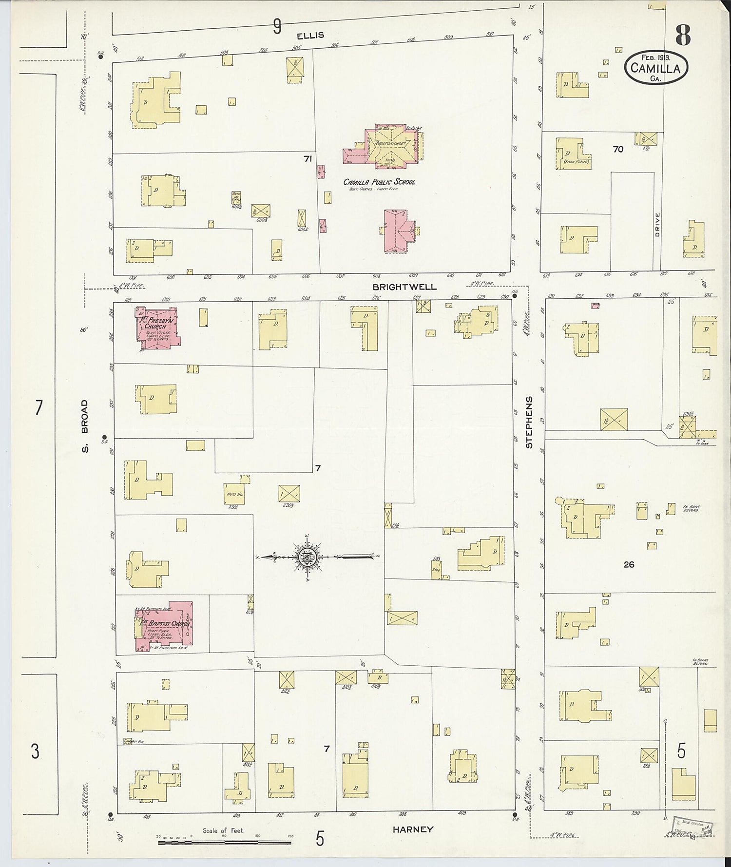 This old map of Camilla, Mitchell County, Georgia was created by Sanborn Map Company in 1913