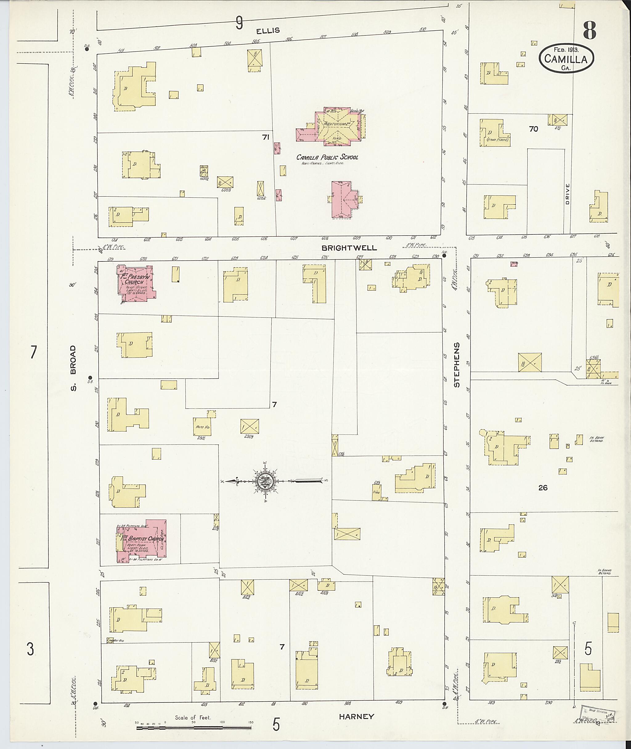 This old map of Camilla, Mitchell County, Georgia was created by Sanborn Map Company in 1913