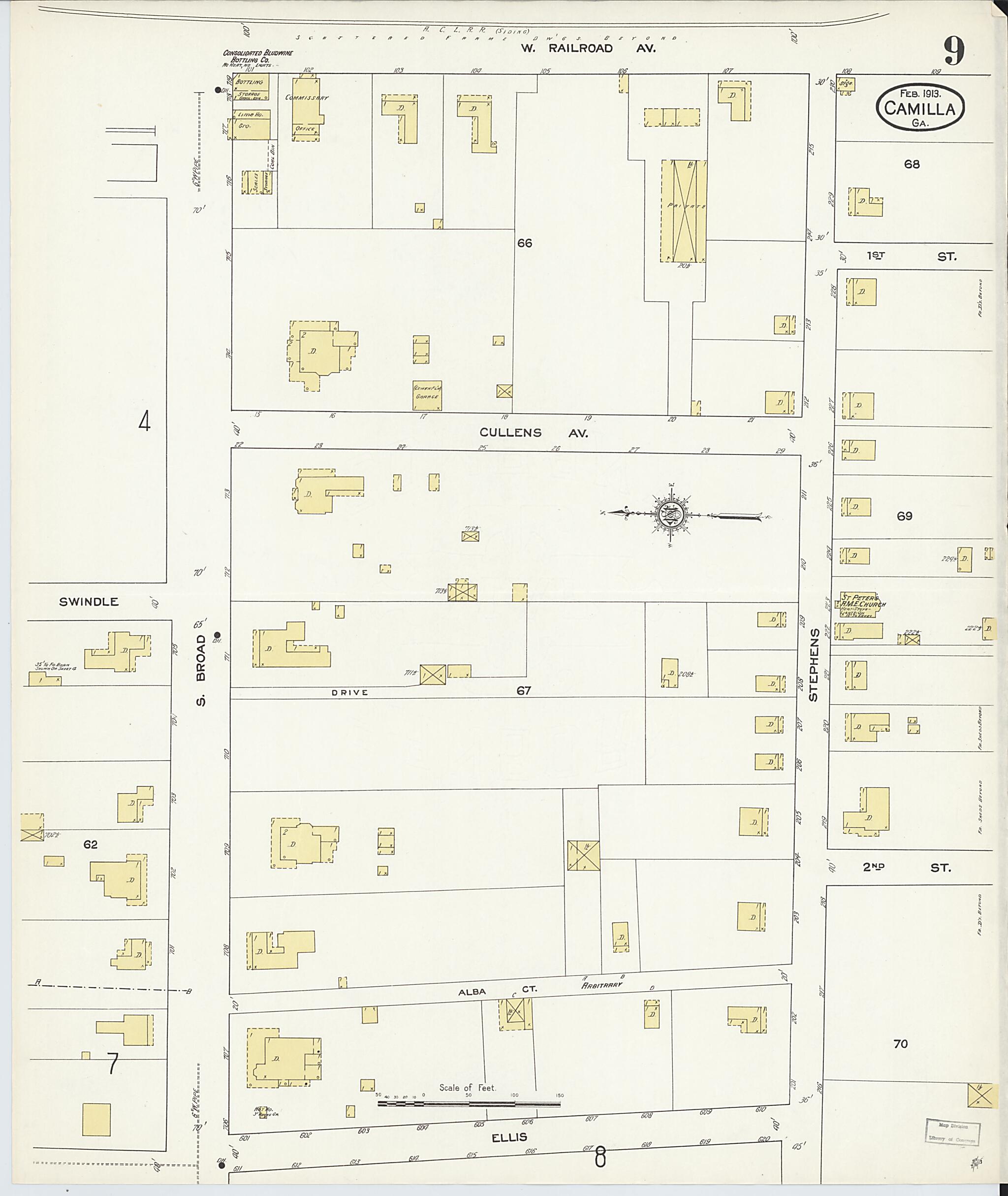 This old map of Camilla, Mitchell County, Georgia was created by Sanborn Map Company in 1913