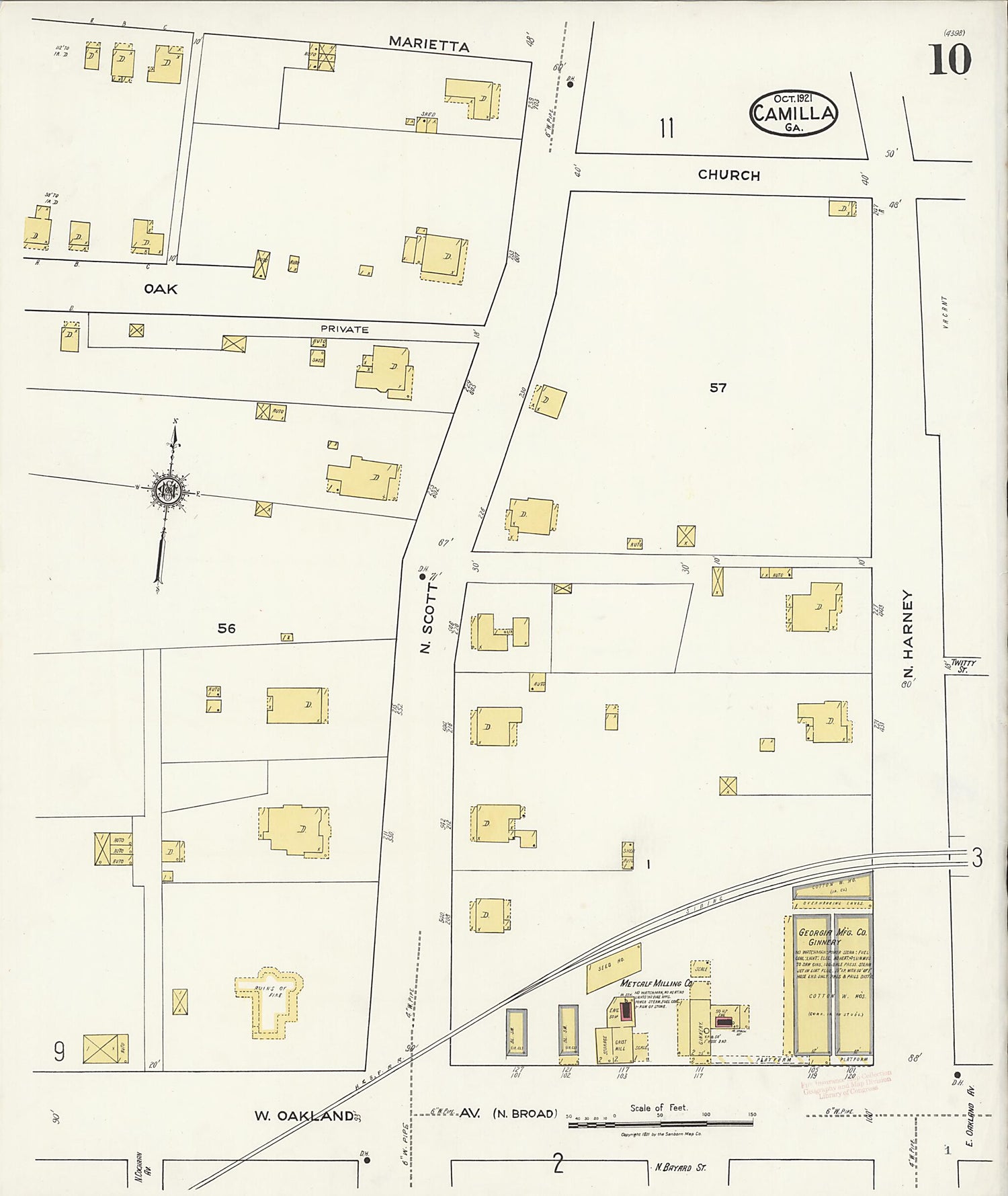 This old map of Camilla, Mitchell County, Georgia was created by Sanborn Map Company in 1921