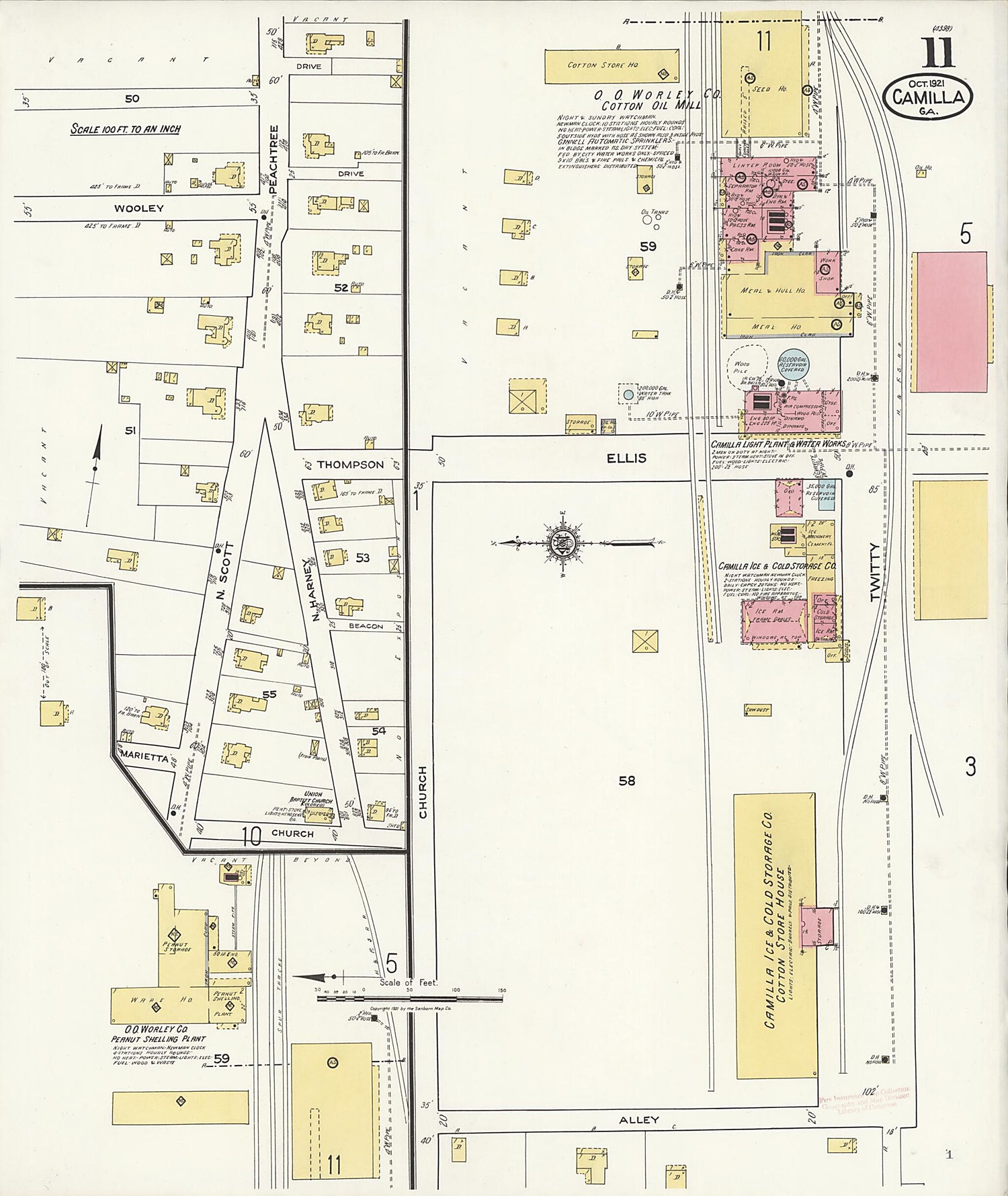 This old map of Camilla, Mitchell County, Georgia was created by Sanborn Map Company in 1921