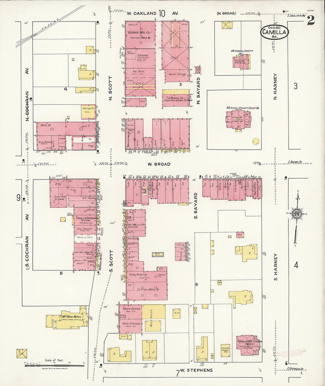 This old map of Camilla, Mitchell County, Georgia was created by Sanborn Map Company in 1921