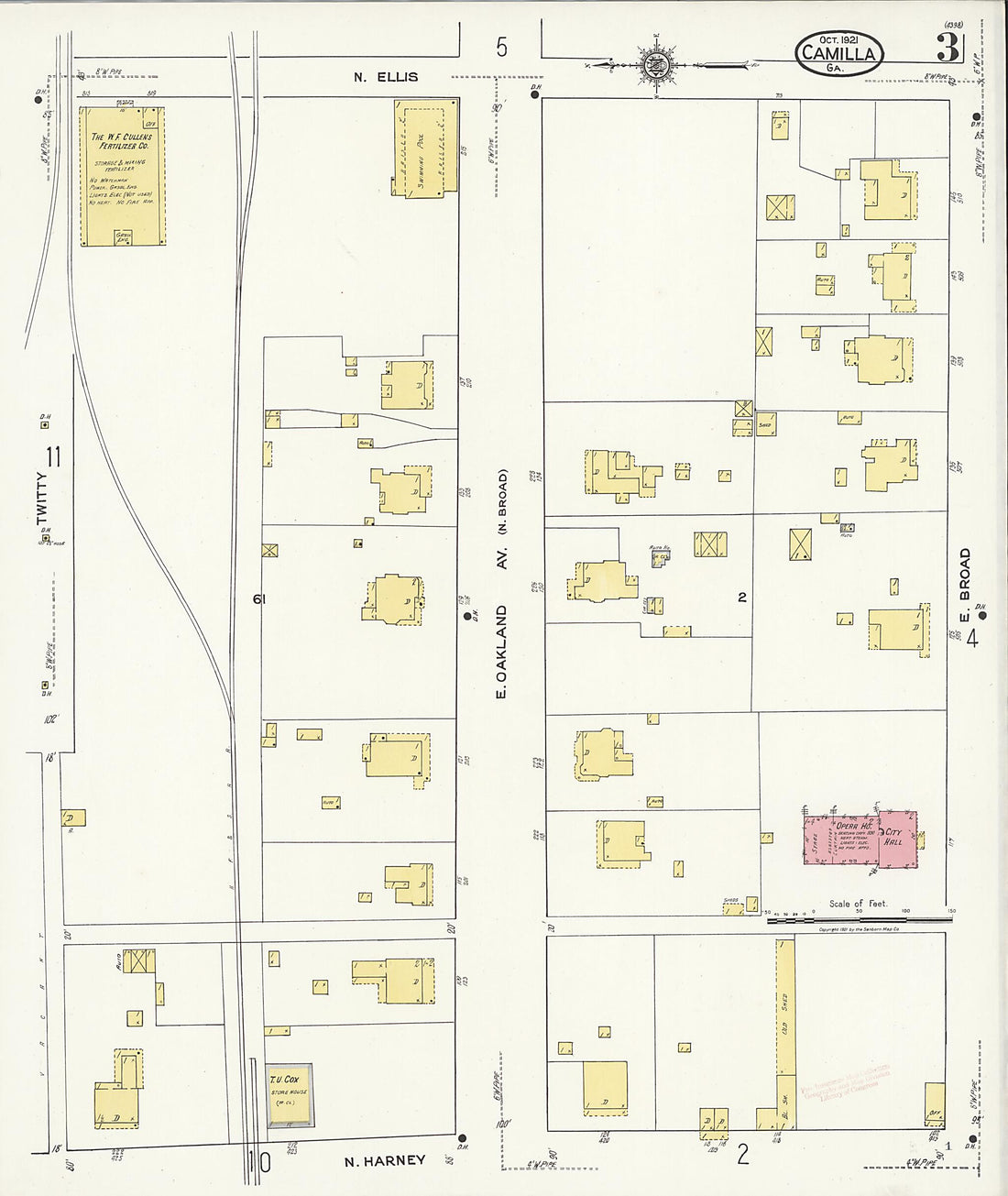 This old map of Camilla, Mitchell County, Georgia was created by Sanborn Map Company in 1921