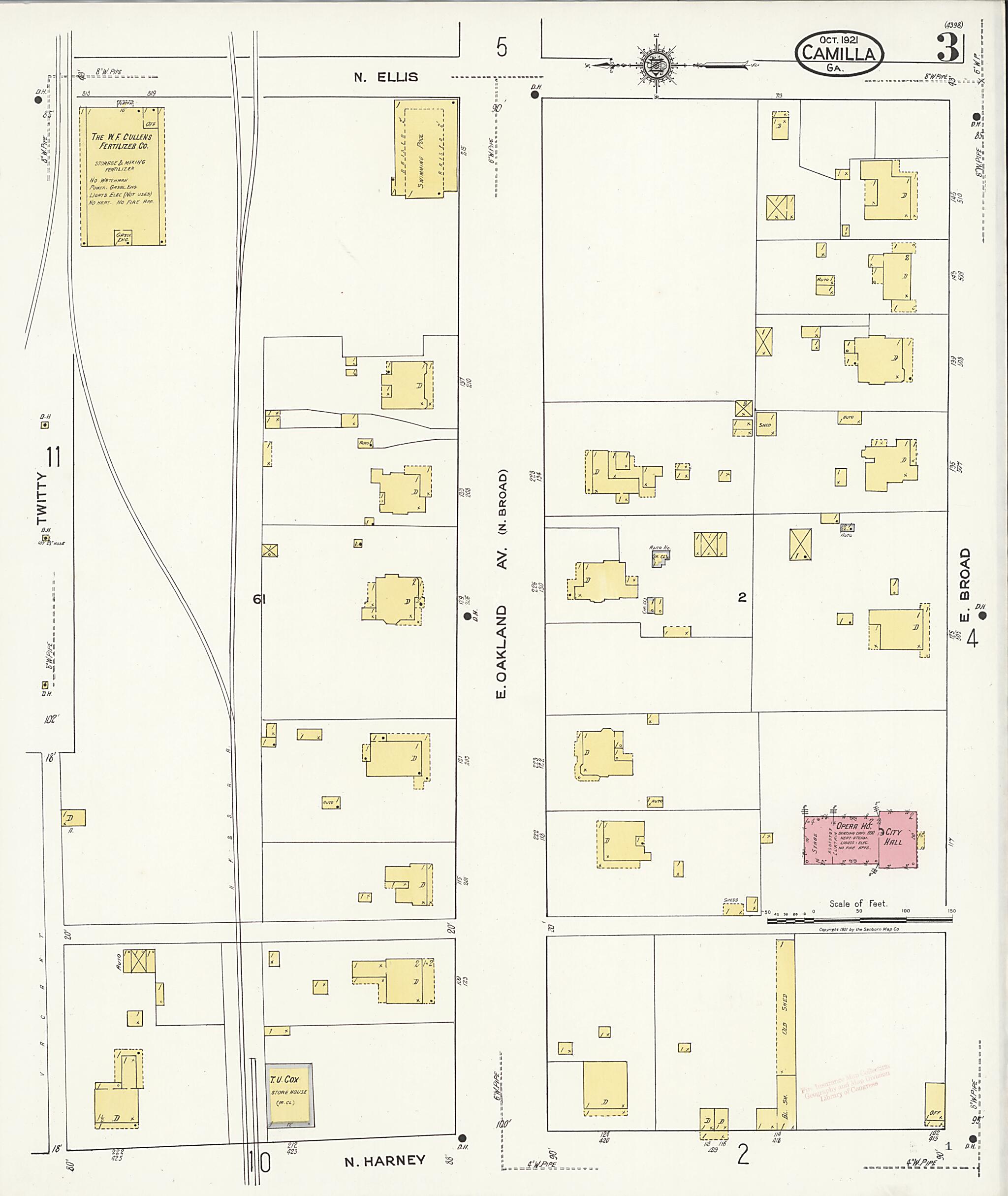 This old map of Camilla, Mitchell County, Georgia was created by Sanborn Map Company in 1921