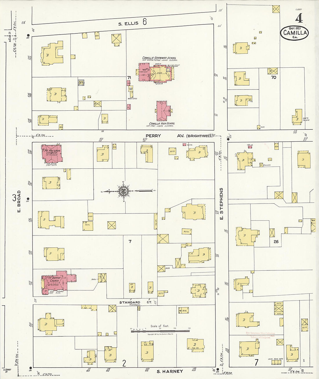 This old map of Camilla, Mitchell County, Georgia was created by Sanborn Map Company in 1921