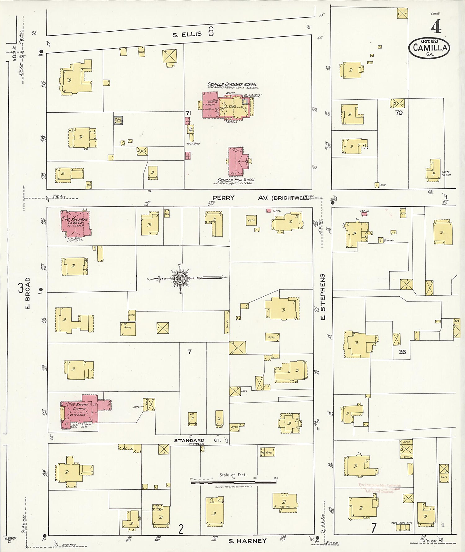 This old map of Camilla, Mitchell County, Georgia was created by Sanborn Map Company in 1921