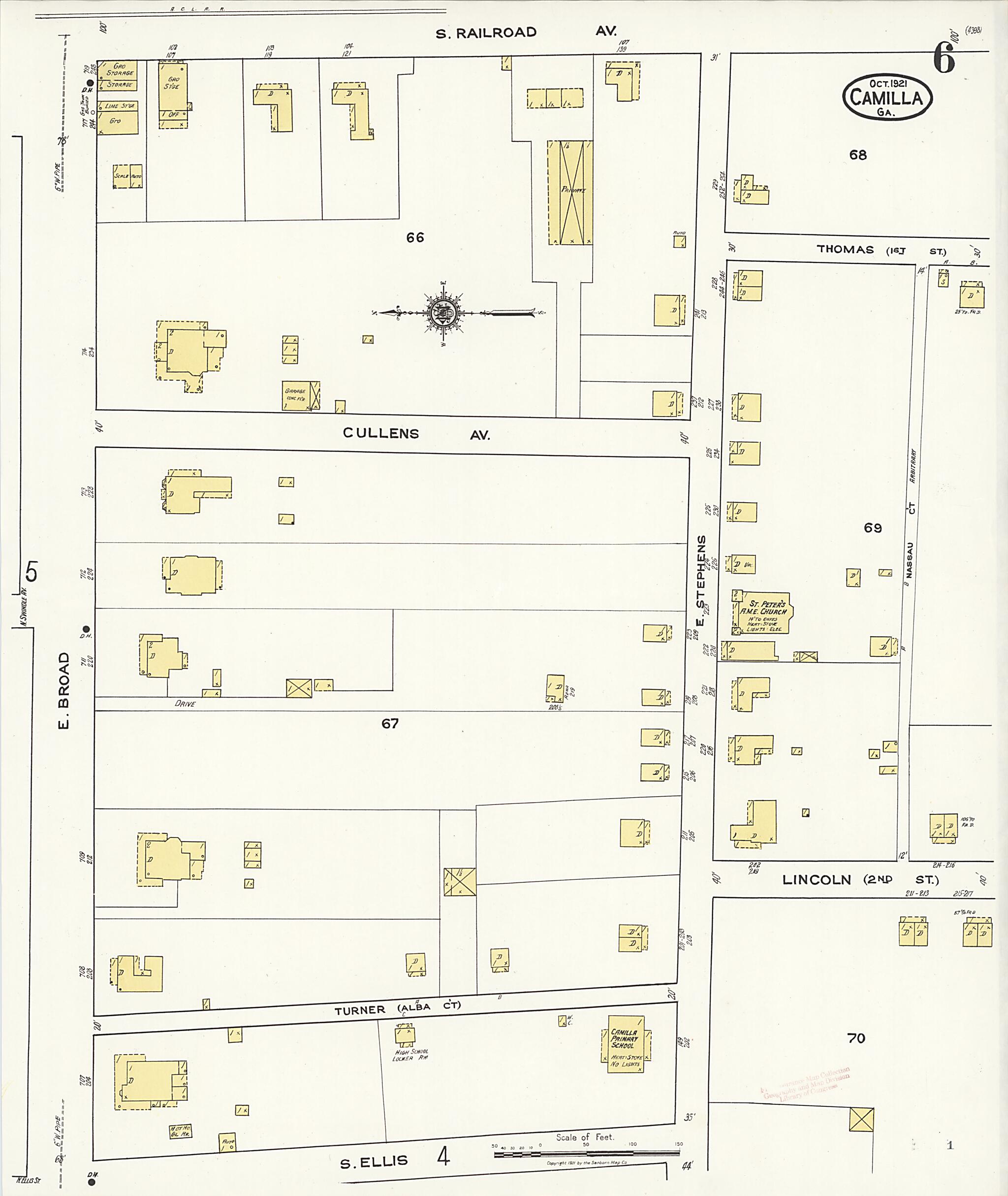 This old map of Camilla, Mitchell County, Georgia was created by Sanborn Map Company in 1921