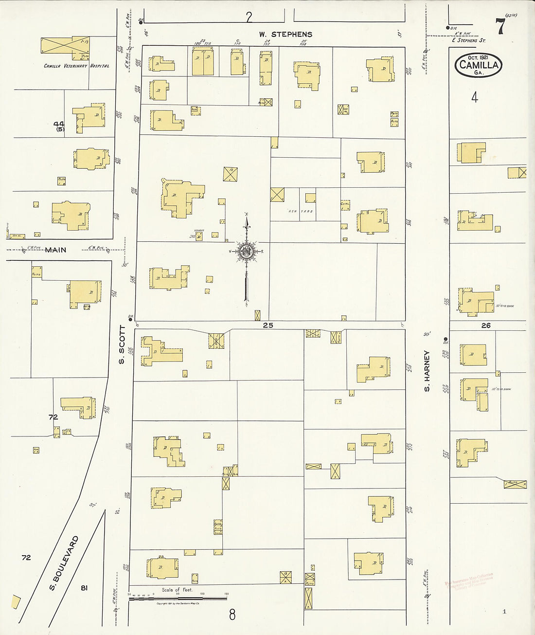 This old map of Camilla, Mitchell County, Georgia was created by Sanborn Map Company in 1921