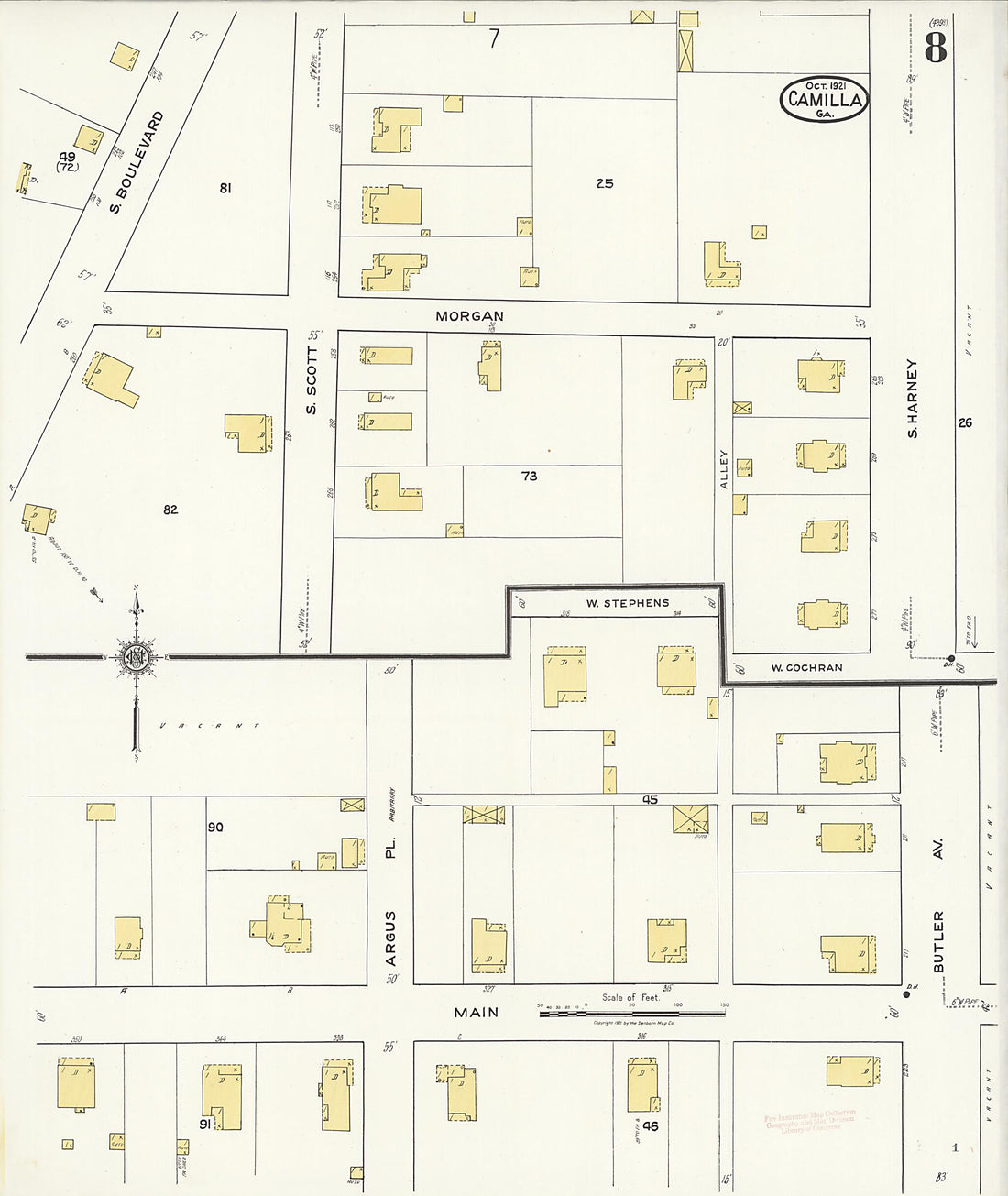 This old map of Camilla, Mitchell County, Georgia was created by Sanborn Map Company in 1921