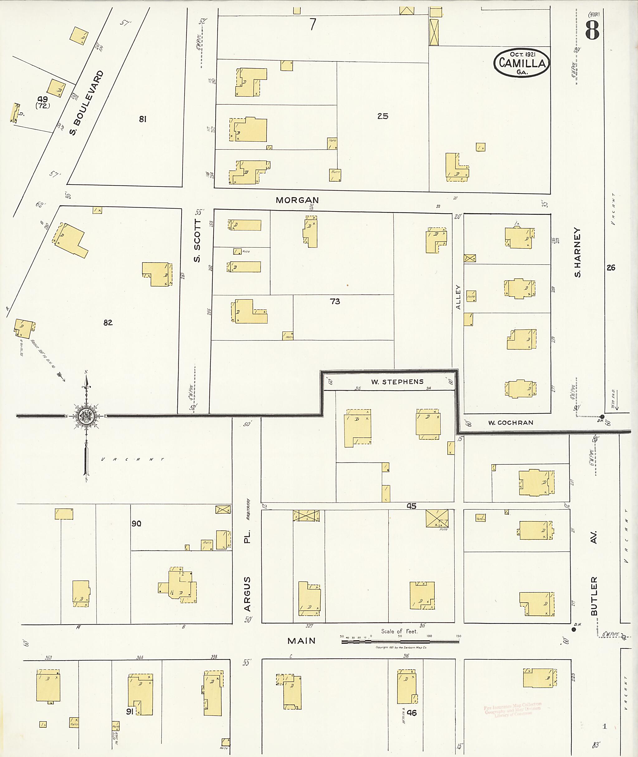 This old map of Camilla, Mitchell County, Georgia was created by Sanborn Map Company in 1921