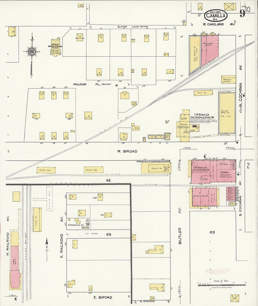 This old map of Camilla, Mitchell County, Georgia was created by Sanborn Map Company in 1921