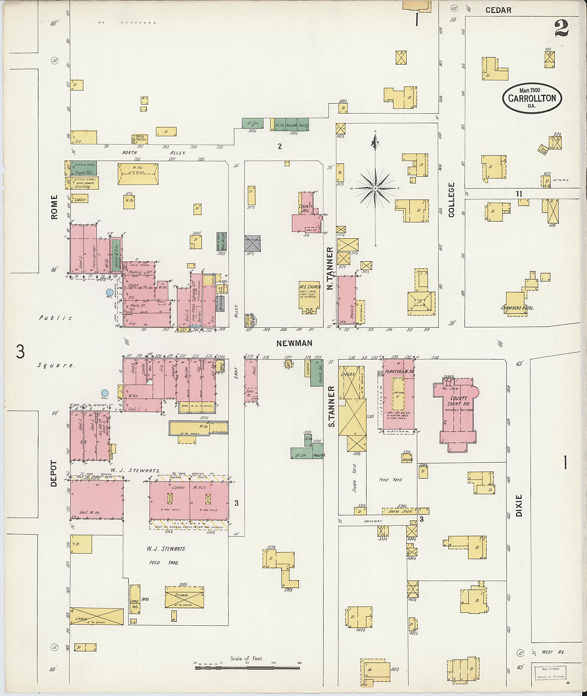 This old map of Carrollton, Carroll County, Georgia was created by Sanborn Map Company in 1900