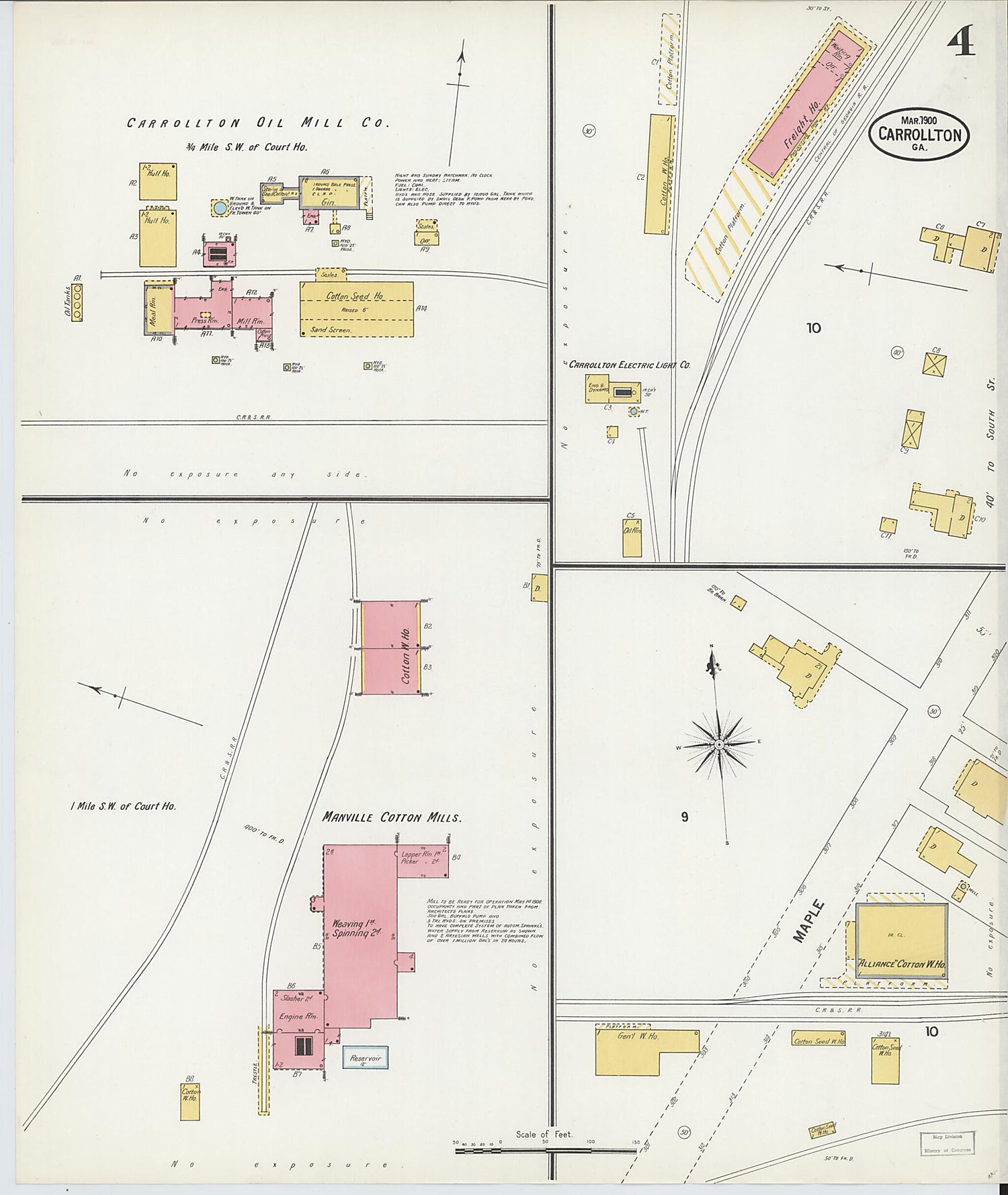 This old map of Carrollton, Carroll County, Georgia was created by Sanborn Map Company in 1900