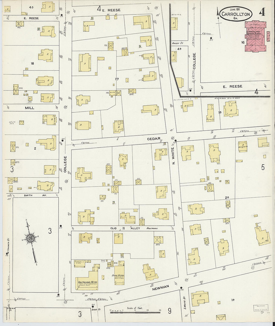 This old map of Carrollton, Carroll County, Georgia was created by Sanborn Map Company in 1911